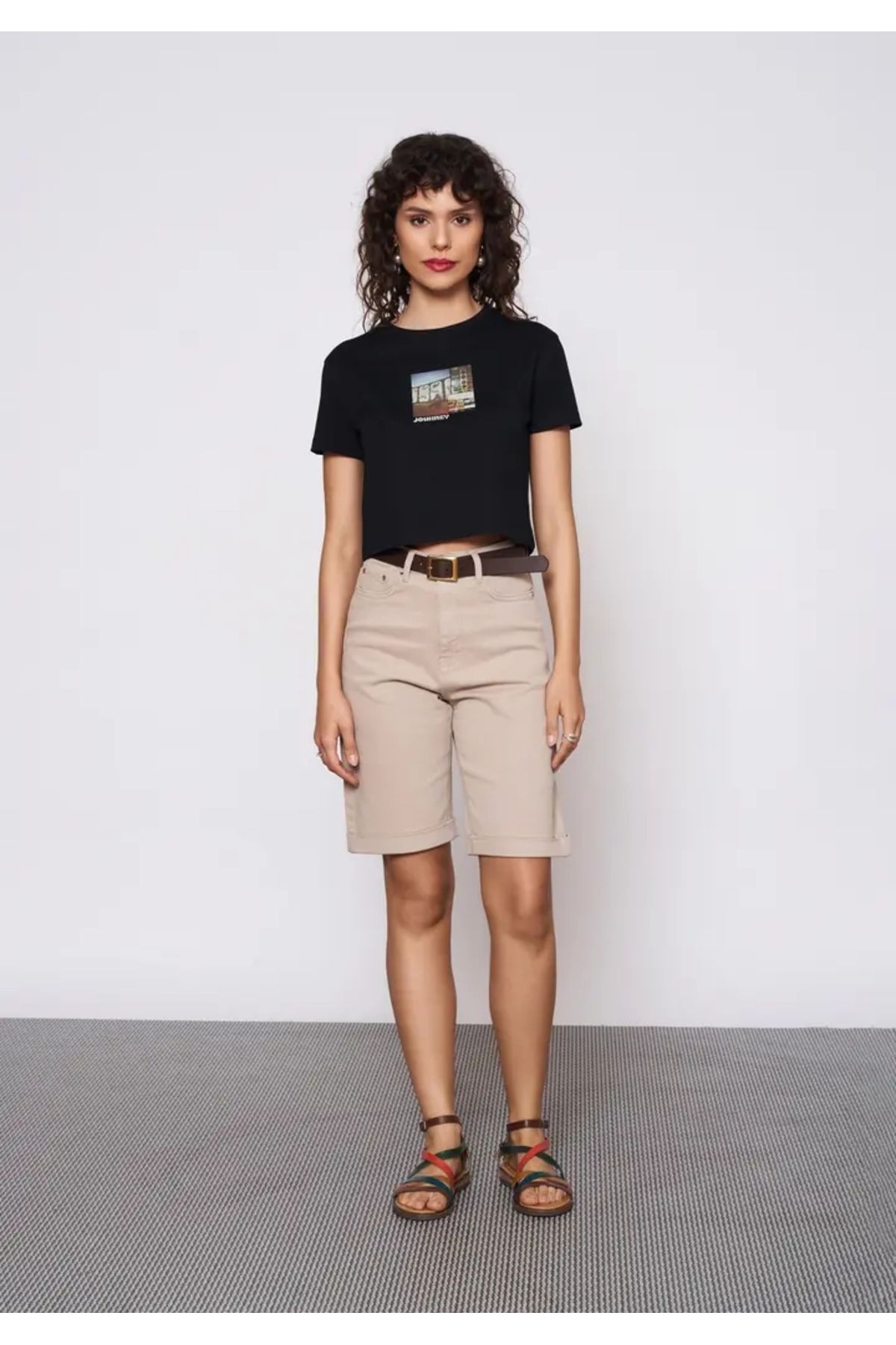EUROFASHION Bej Denim Şort