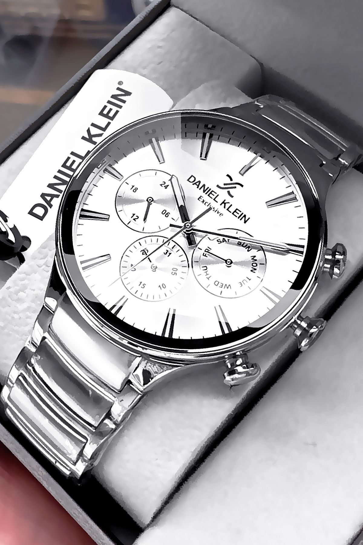 Daniel Klein Exclusive Erkek Kol Saati 3 Atm Su Geçirmez Gümüş Renk Çelik Kordon Hediye Bileklik DKE2131C1