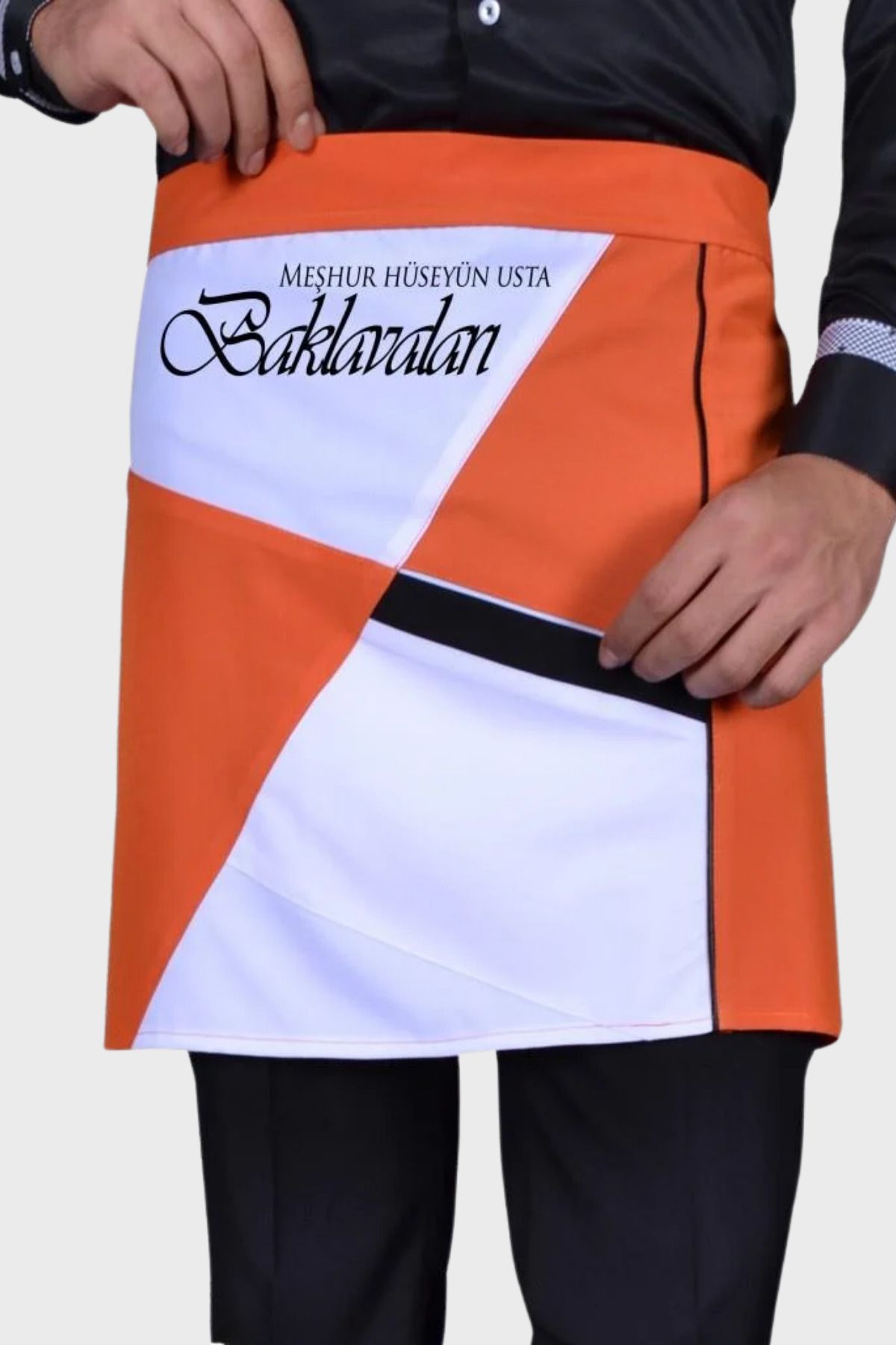 Üniformanya İsim Hediyeli Cepli Turuncu Garson Önlüğü Unisex Kurumsal Restaurant Cafe Komi Şef Aşçı Önlük