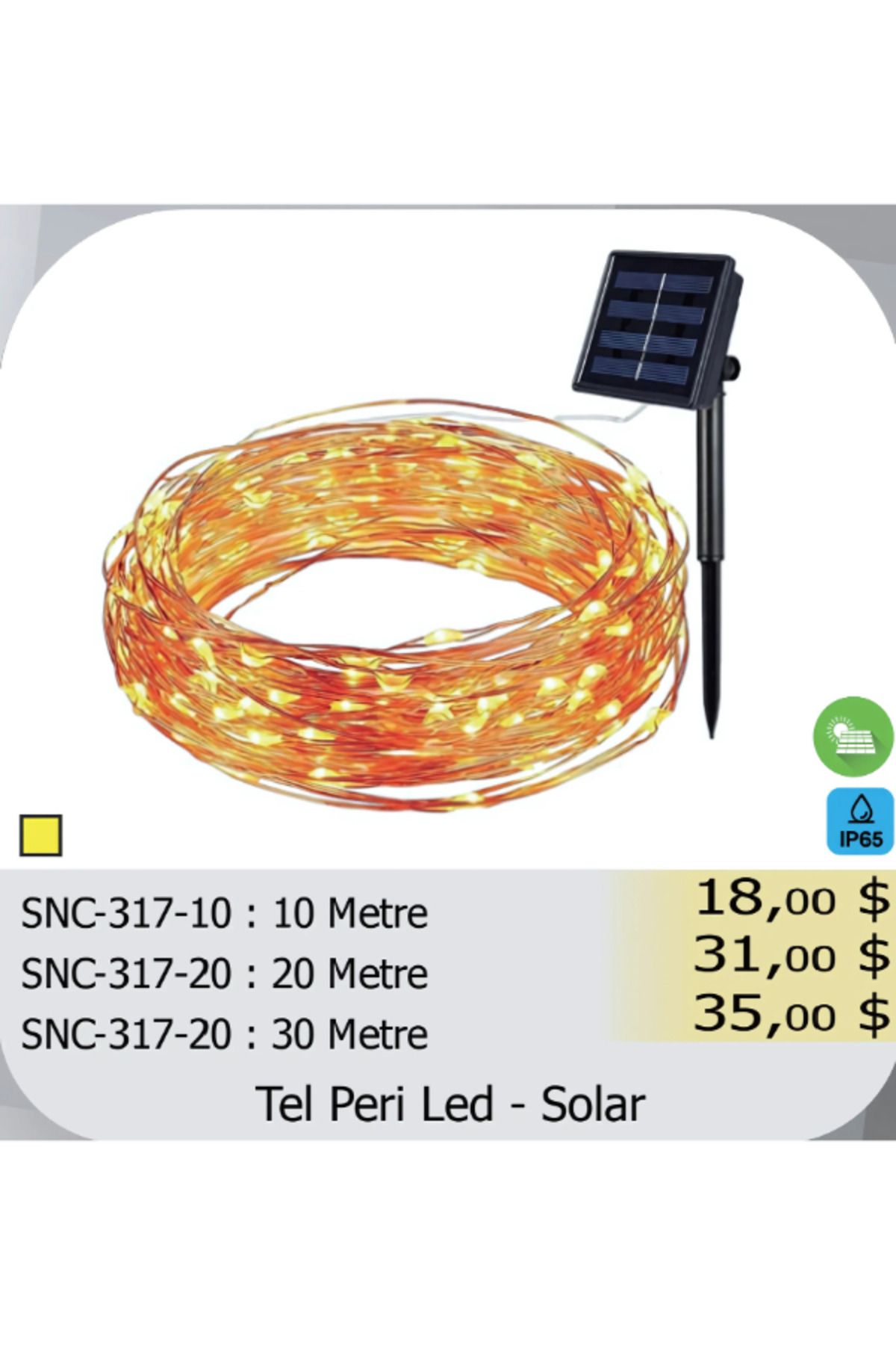 ELKHOUSE ElektrikHouse LED Peri Işığı Tel Peri Led - Solar , 10-20-30 Metre