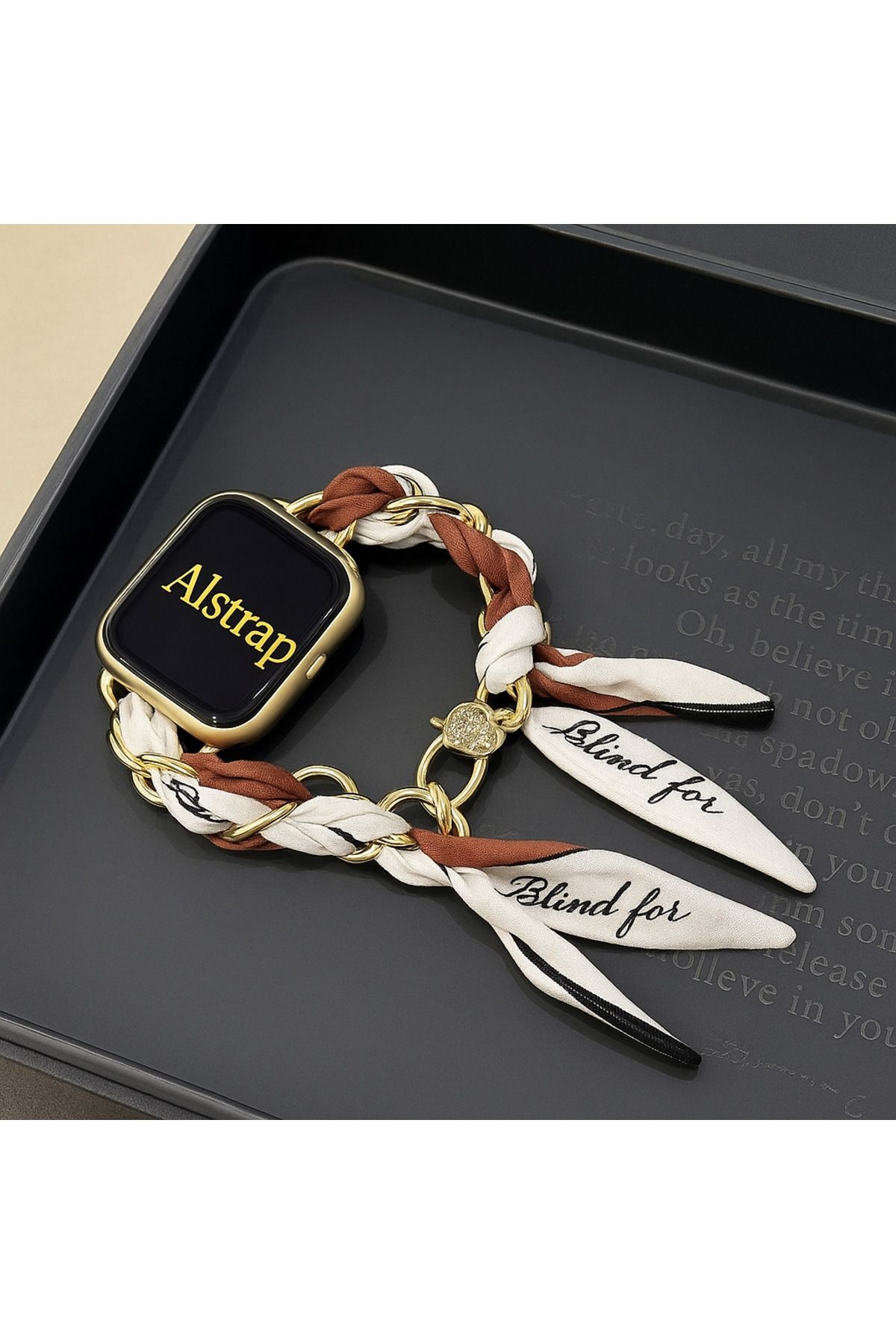 Alstrap Apple Watch 10 42mm 3 4 5 6 7 8 9 Se Uyumlu 38 40 41mm Zincirli Fular Kordon Kayış