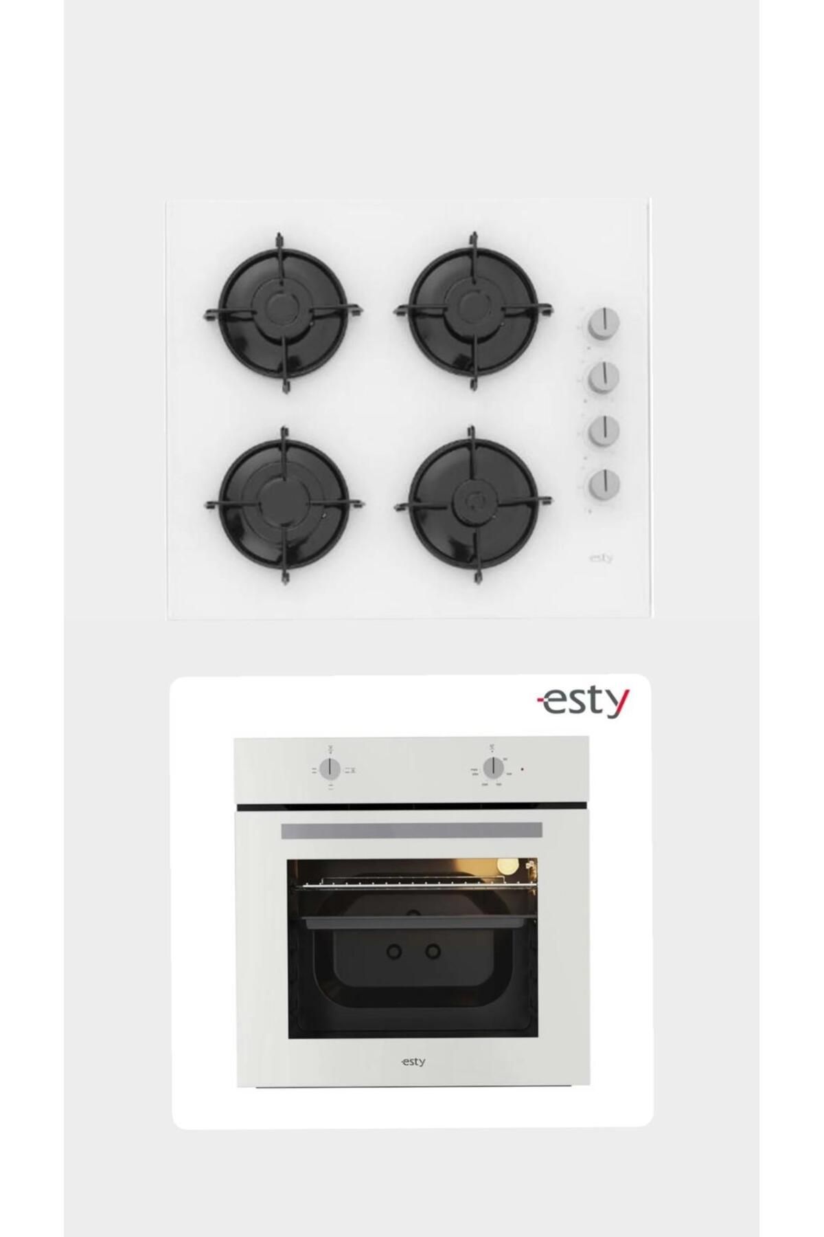 Esty İkili Beyaz Cam Ankastre Set (ACO5335W01 - AEF6601W04)