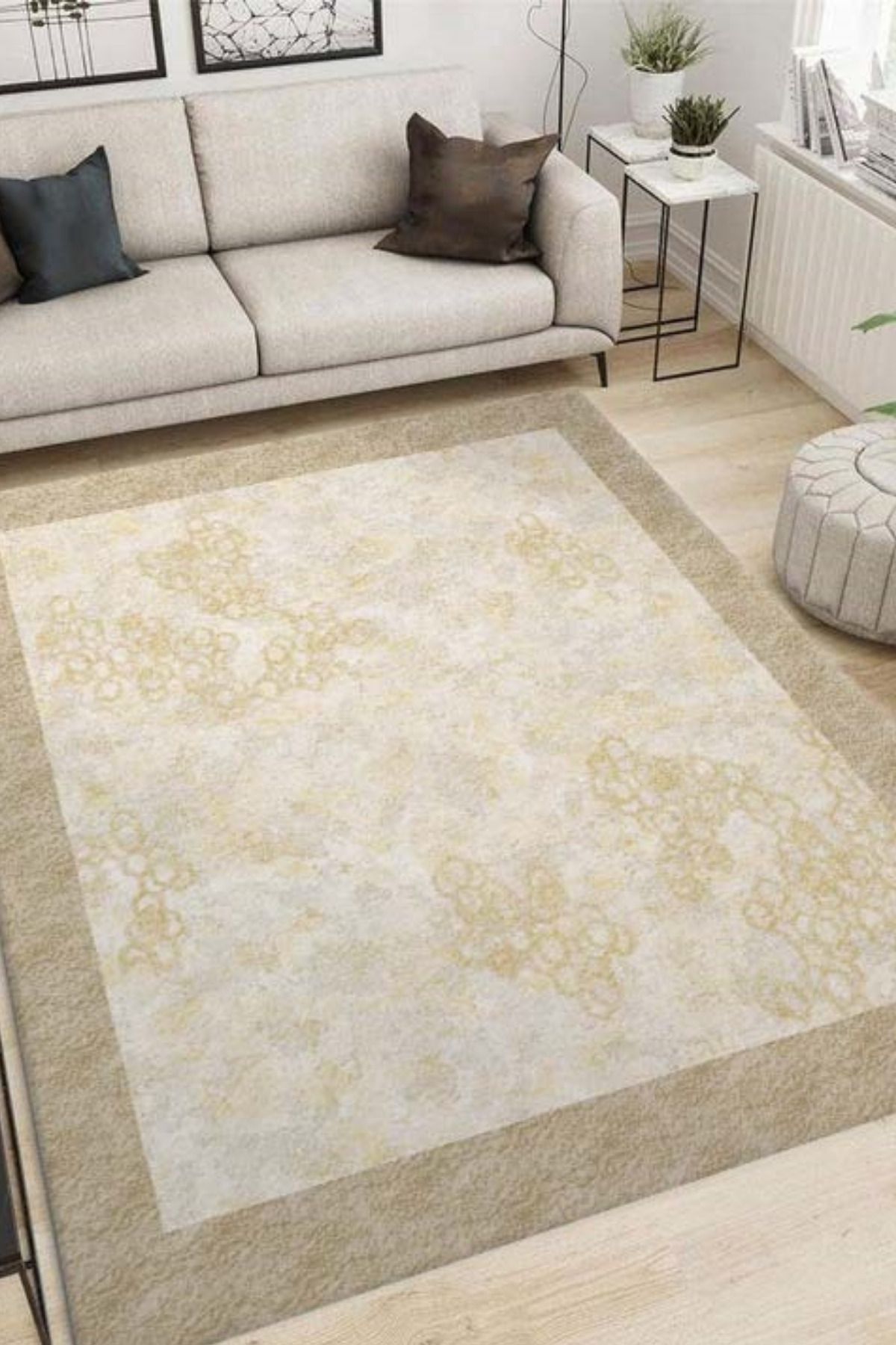 DERAS HOME Dijital Baskı Yıkanabilir Kaymaz Taban Salon Halısı