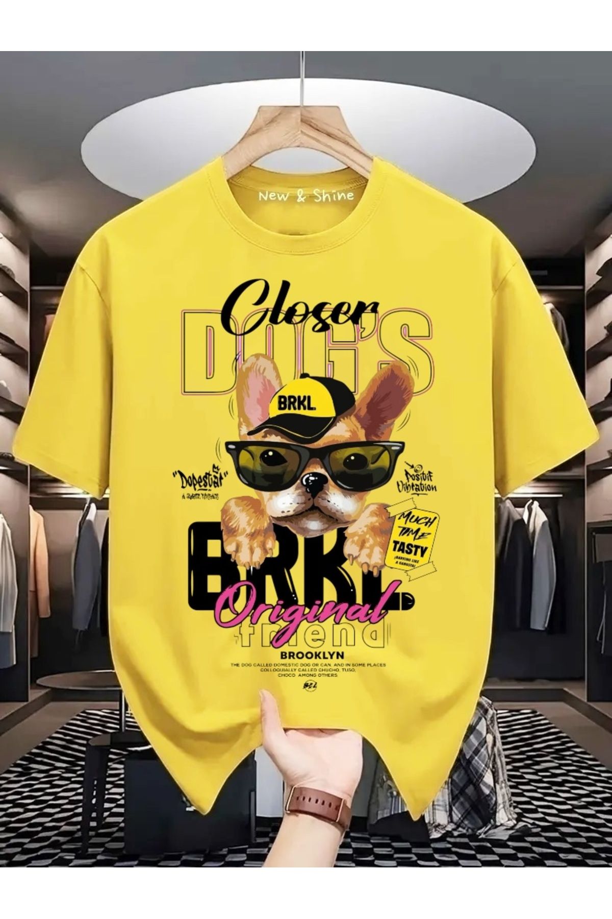 New Shine Köpek Baskılı Oversize T-Shirt