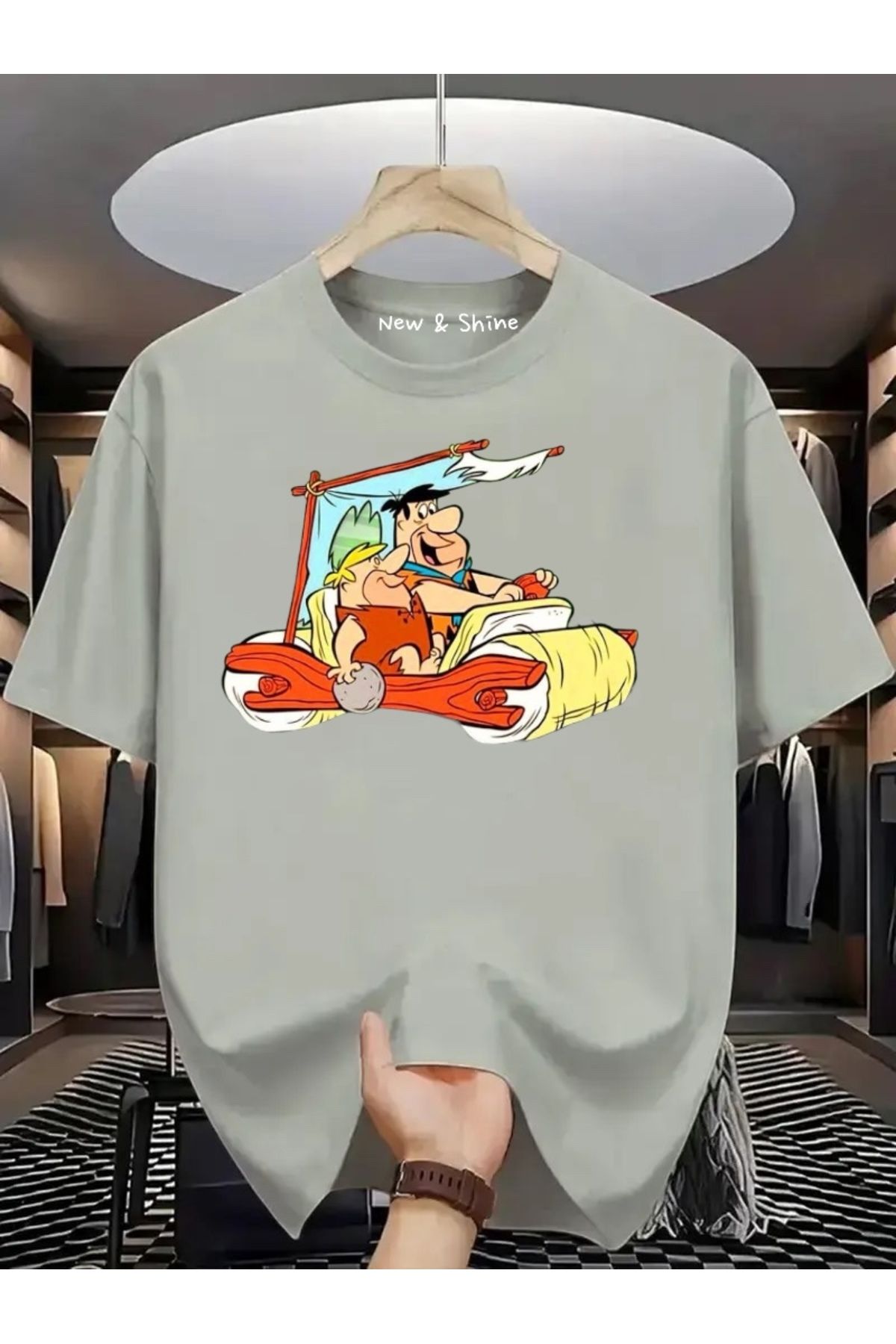 New Shine Çakmaktaş Baskılı Oversize T-Shirt