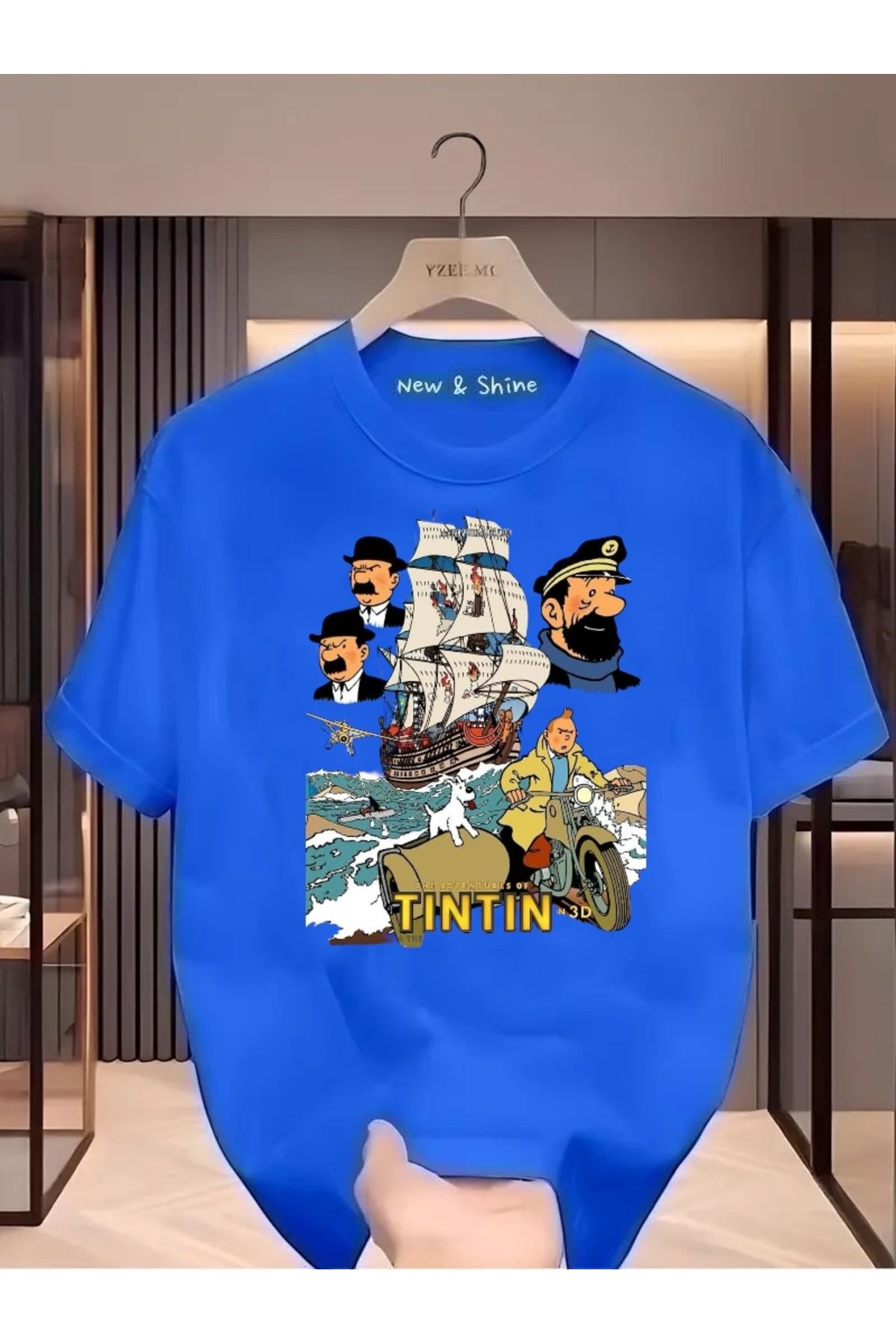 New Shine Tintin Kaptan Baskılı Oversize T-Shirt