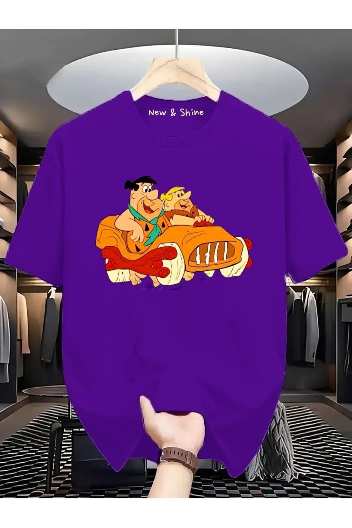 New Shine Çakmaktaş Baskılı Oversize T-Shirt
