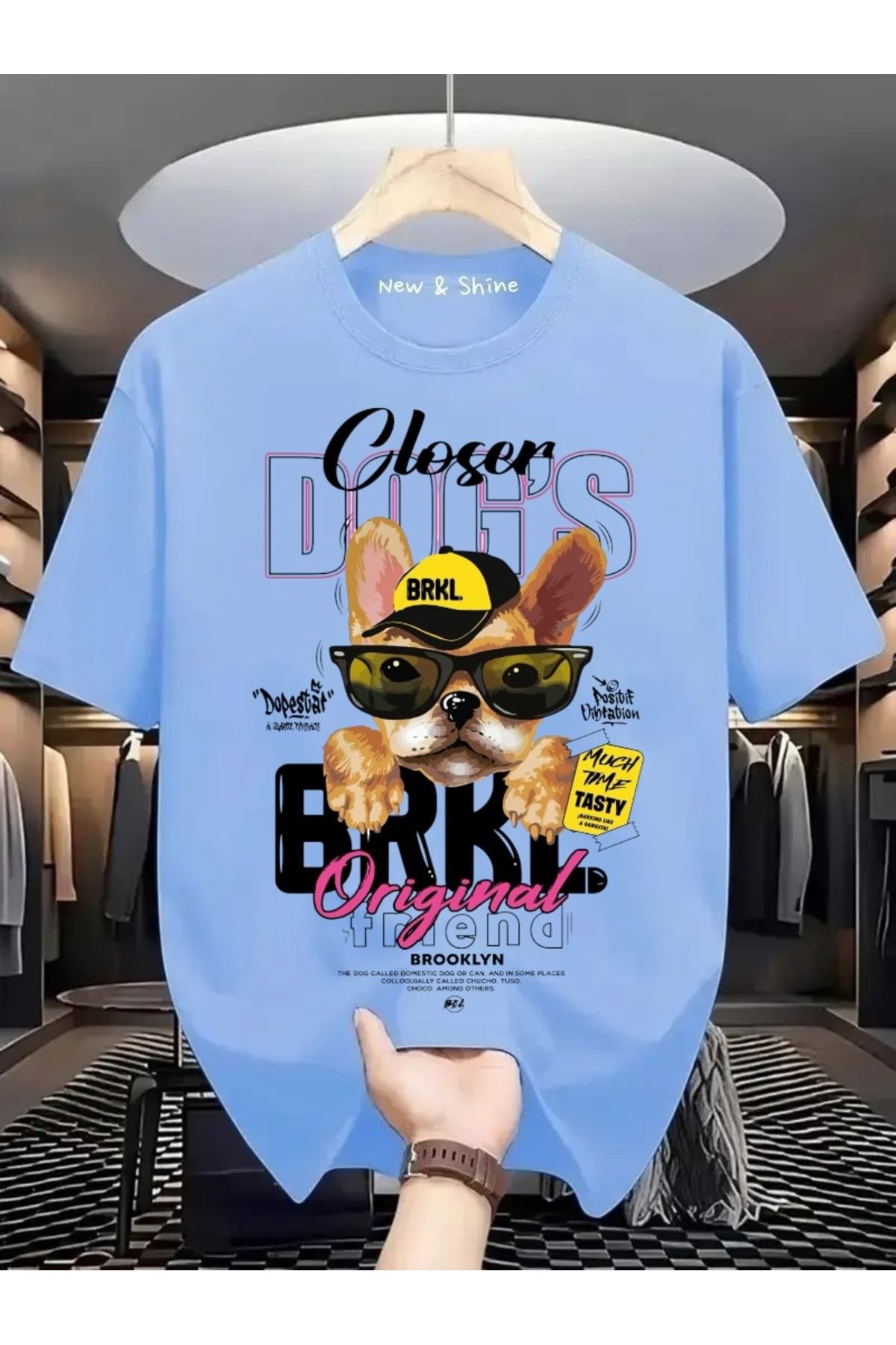 New Shine Köpek Baskılı Oversize T-Shirt