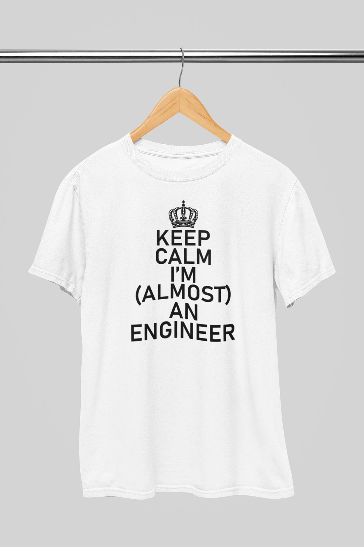 giftkonsept Keep Calm I'm (Almost) An Engineer Mühendis Hediyelik %100 Pamuklu Regular Beyaz Tişört