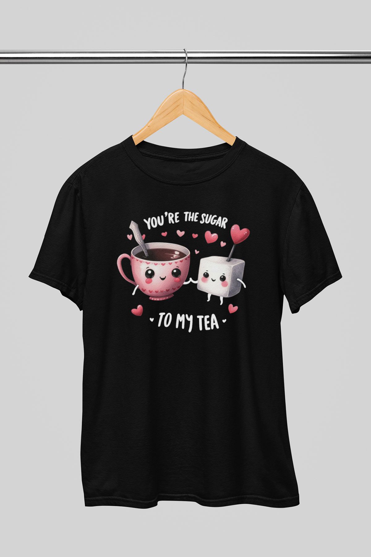 giftkonsept You'Re The Sugar To My Tea Sevgili Hediyelik %100 Pamuklu Regular Siyah Tişört