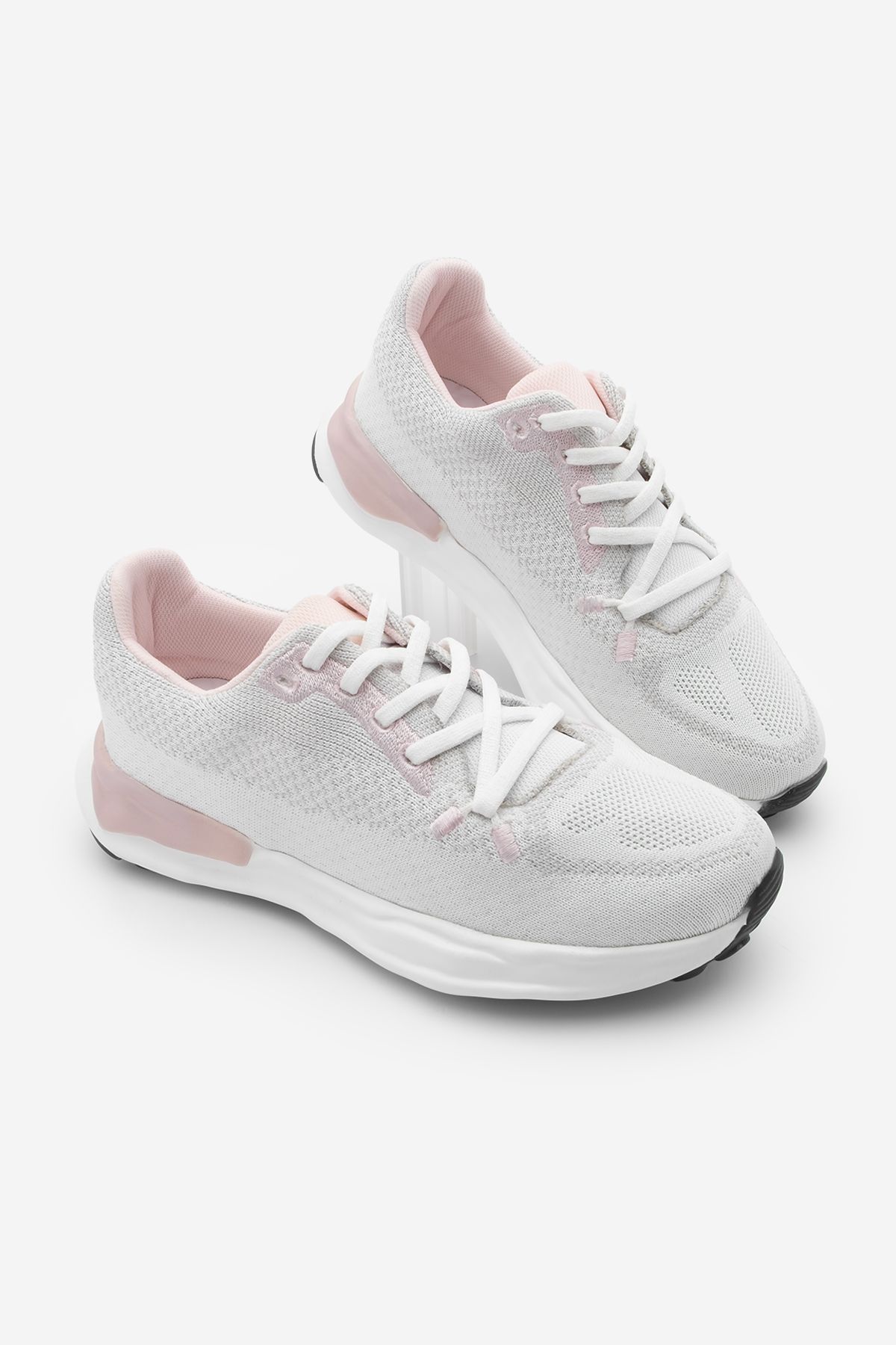 Marjin Kadın Sneaker Örgü Triko Koşu ve Yürüyüş Spor Ayakkabı Sinta Pudra
