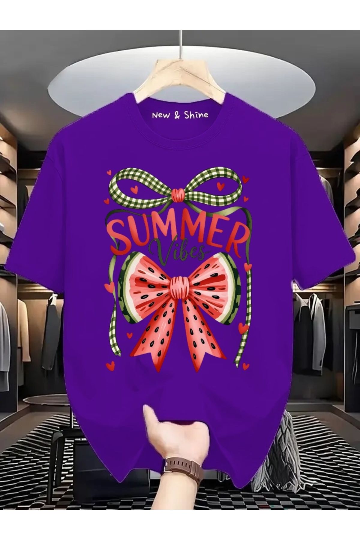 New Shine Summer Vibes Baskılı Oversize T-Shirt