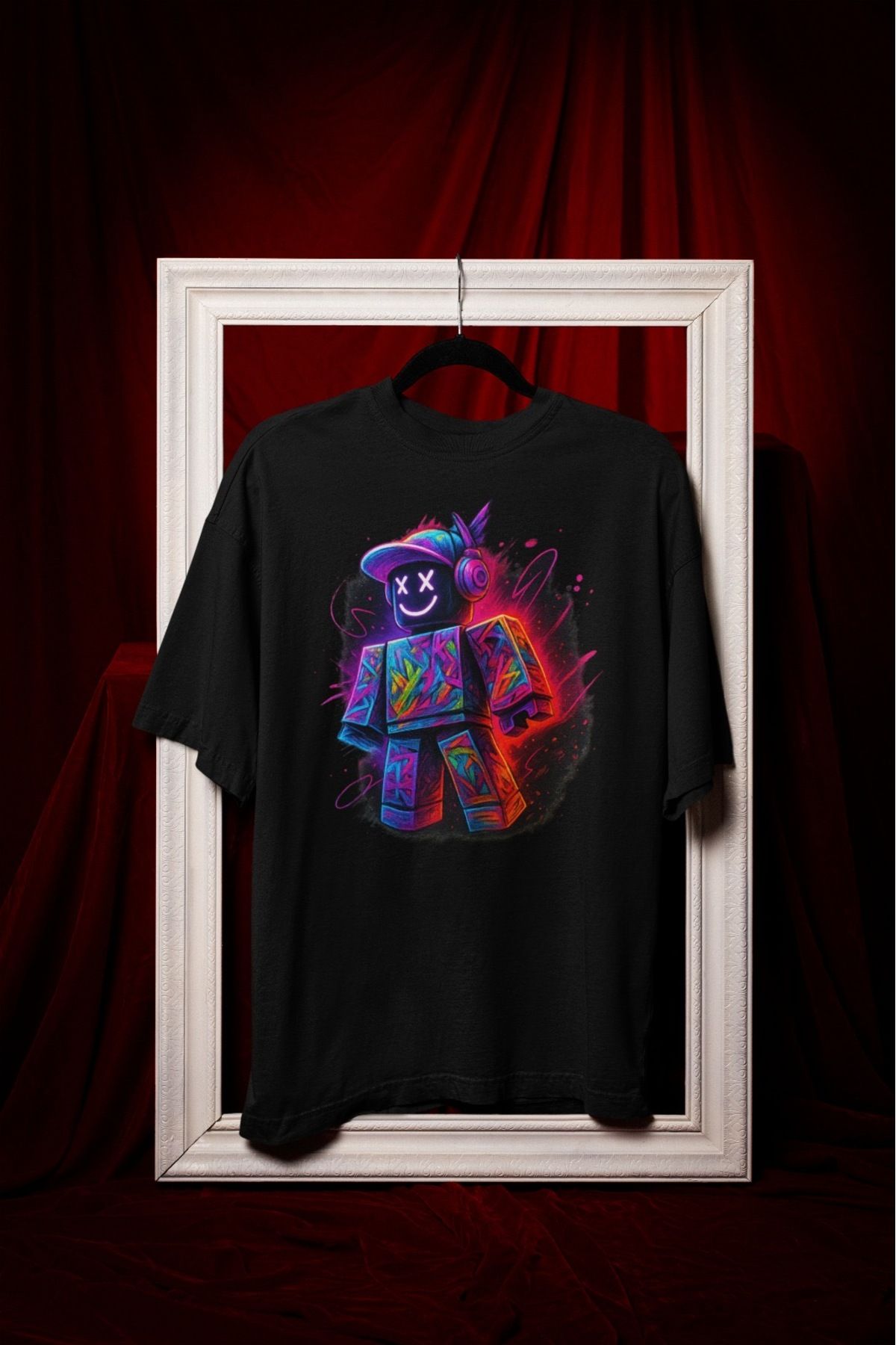 ABAS T-shirt pamuklu renkli çılgın robot 3D baskılı tişört