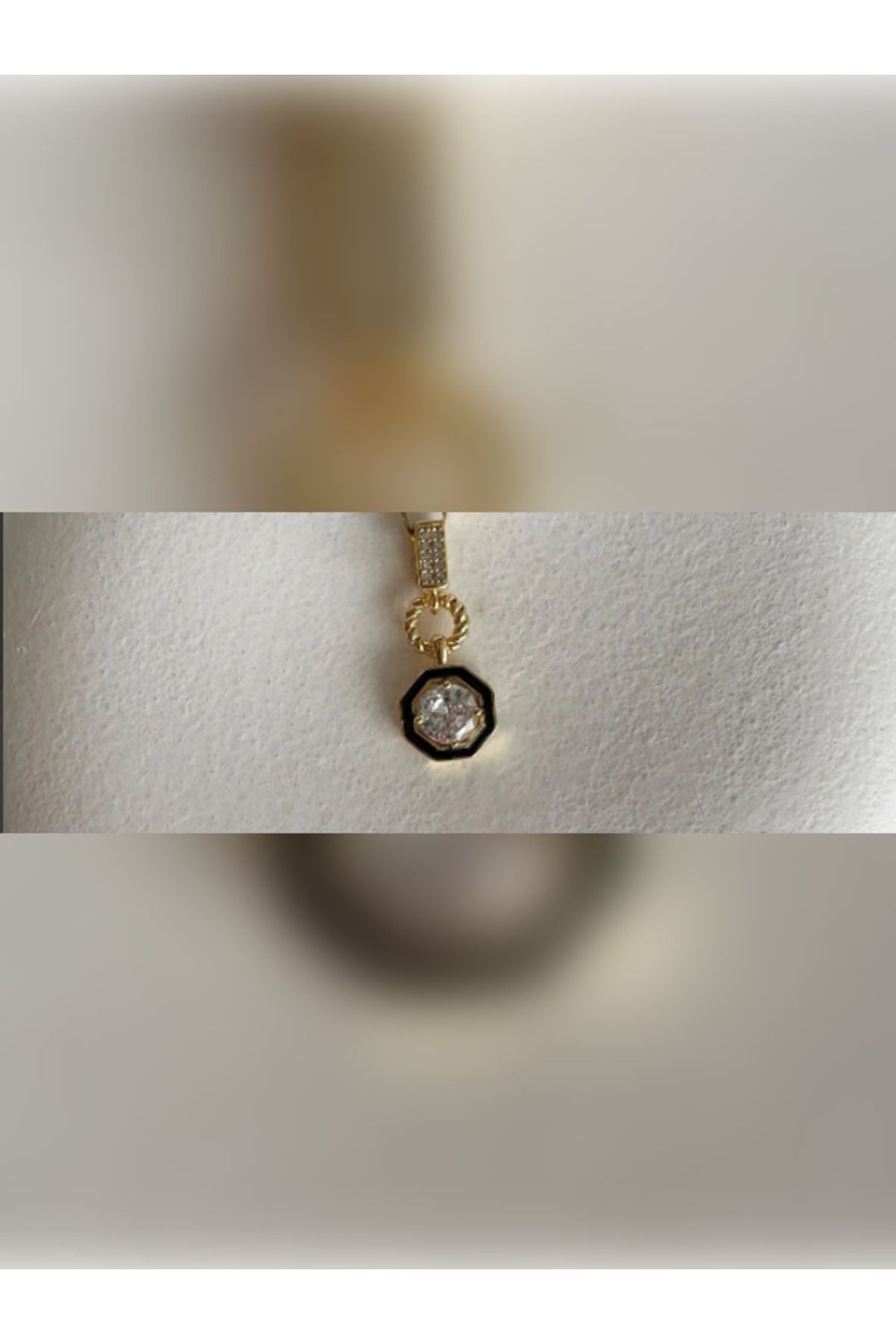 stainless steell Çelik Gold Küçük Taşlı Yuvarlak Kolye