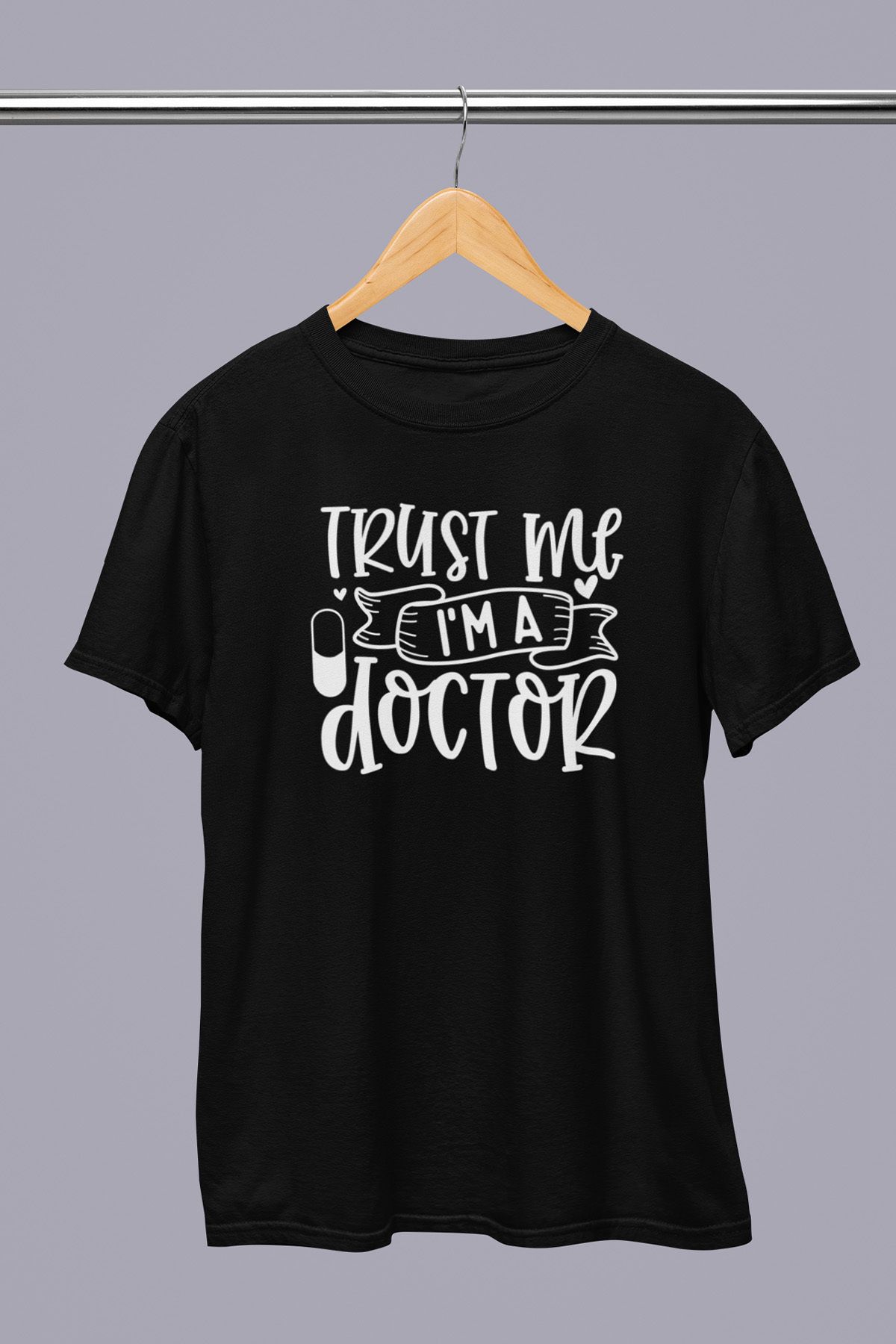 giftkonsept Trust Me I'm A Doctor Doktor Hediyelik %100 Pamuklu Regular Siyah Tişört