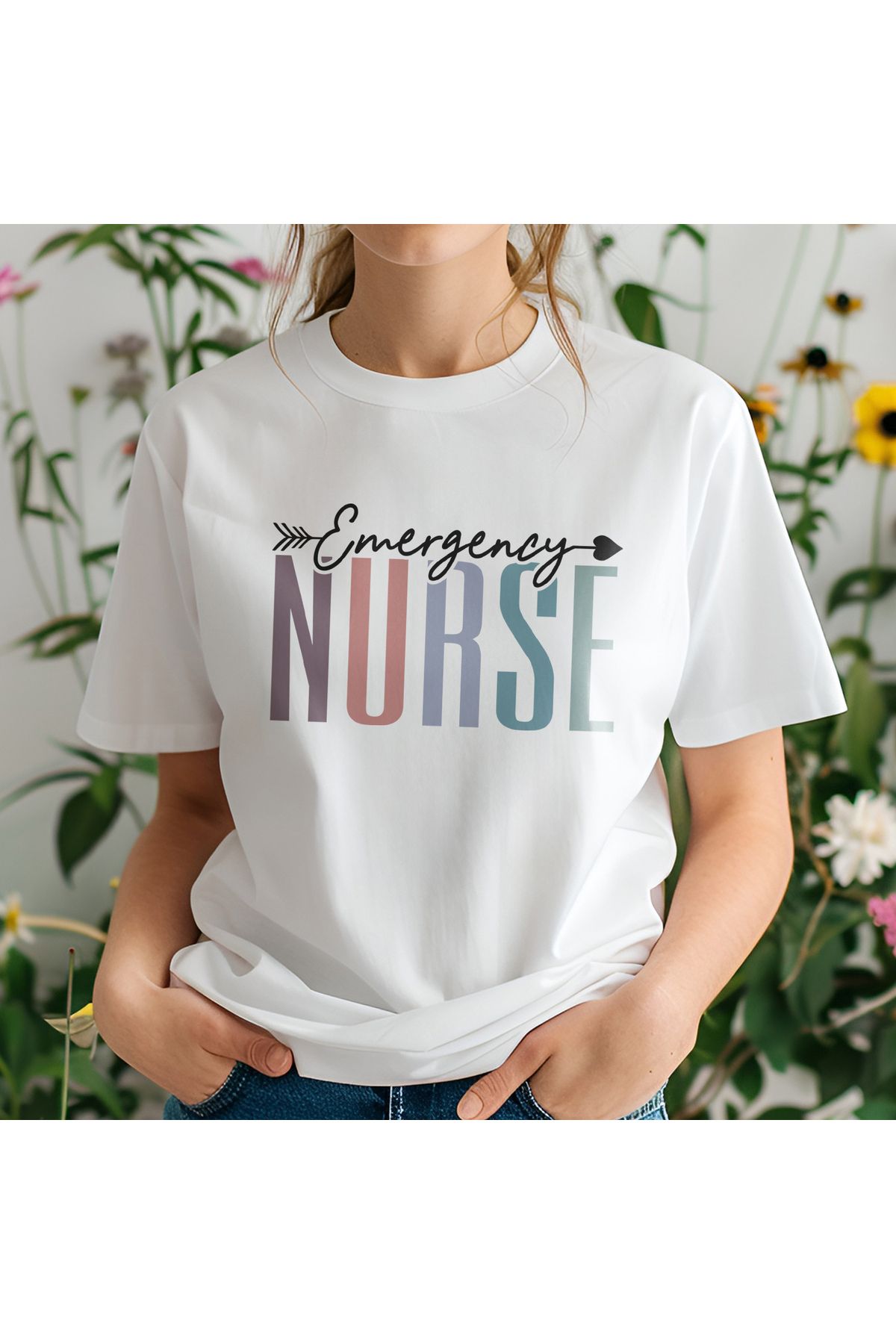 giftkonsept Emergency Nurse Hemşire Hediyelik %100 Pamuklu Regular Beyaz Tişört