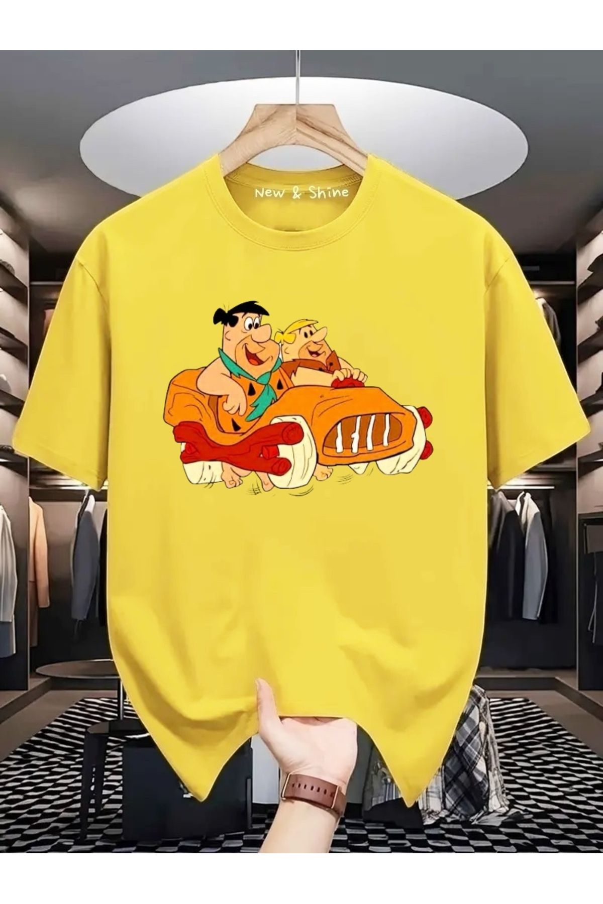 New Shine Çakmaktaş Baskılı Oversize T-Shirt
