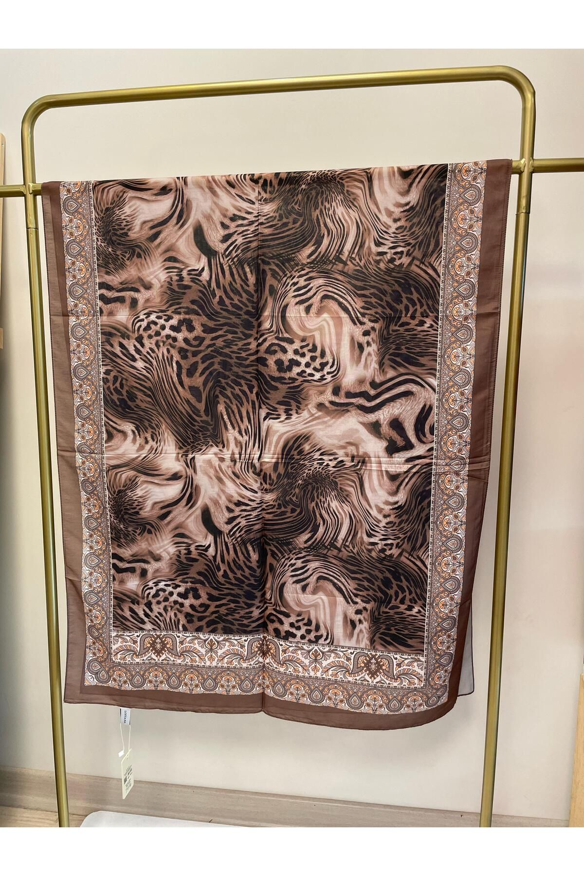 MENESSA Pamuk Vual Leopar Desen Şal