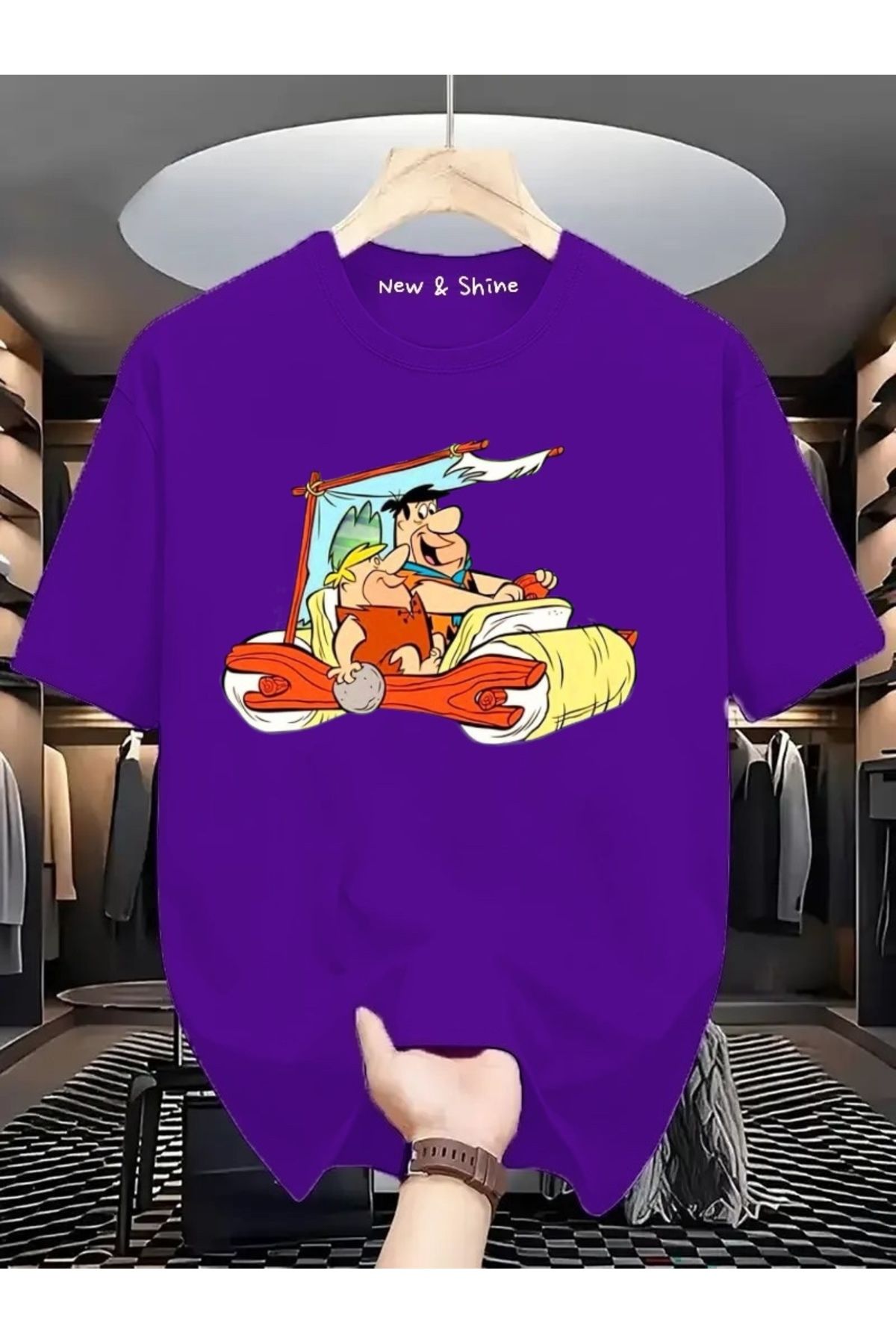 New Shine Çakmaktaş Baskılı Oversize T-Shirt