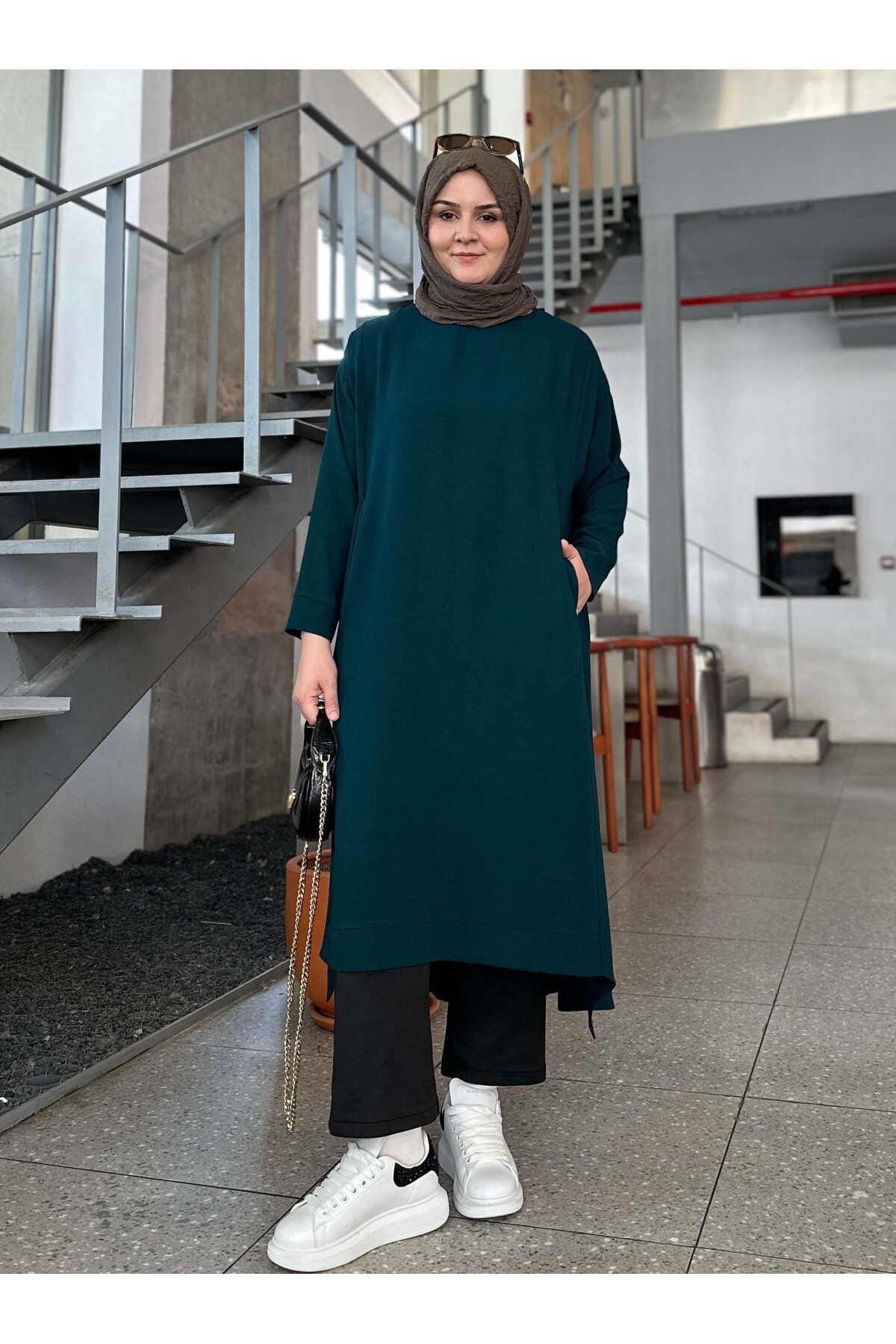 Berika YILDIRIM ZARA KREP TUNİK TURKUAZ
