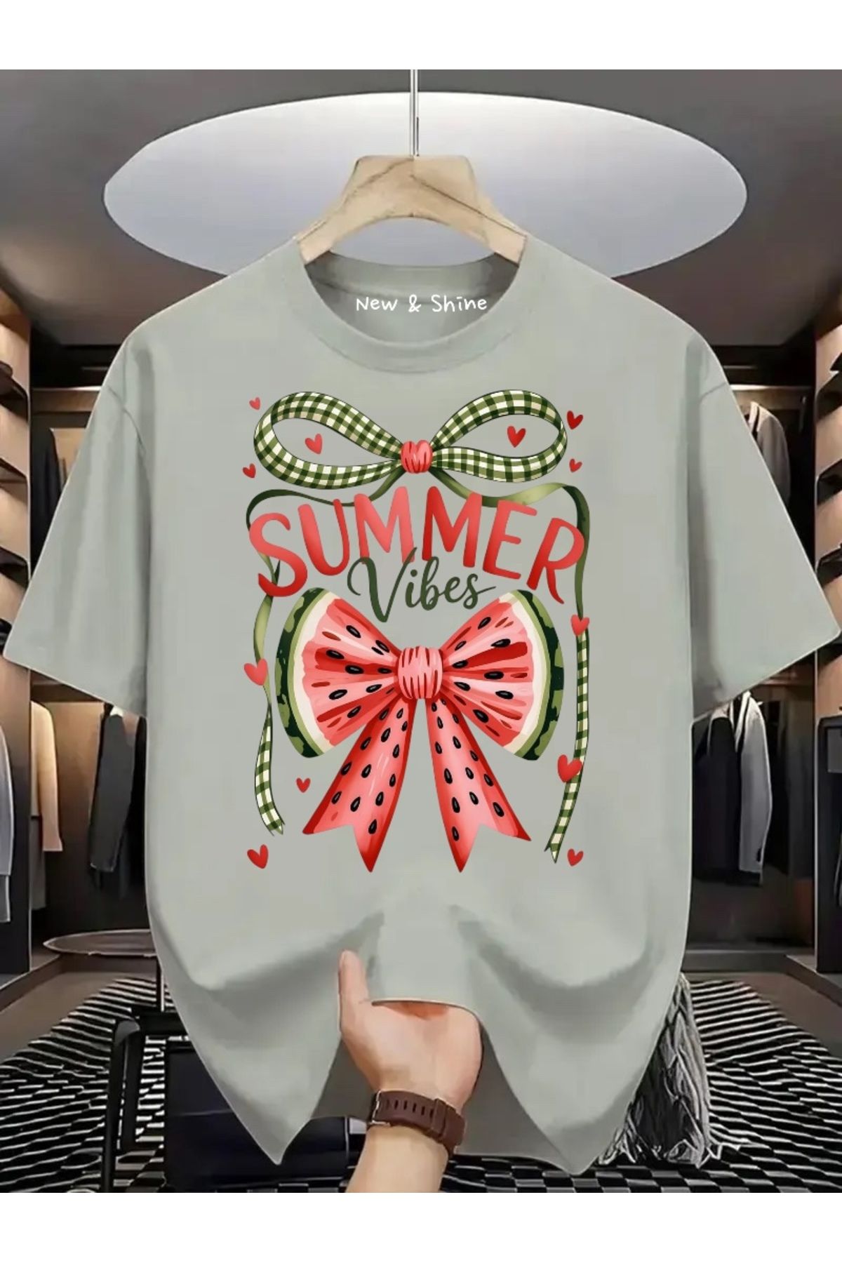 New Shine Summer Vibes Baskılı Oversize T-Shirt