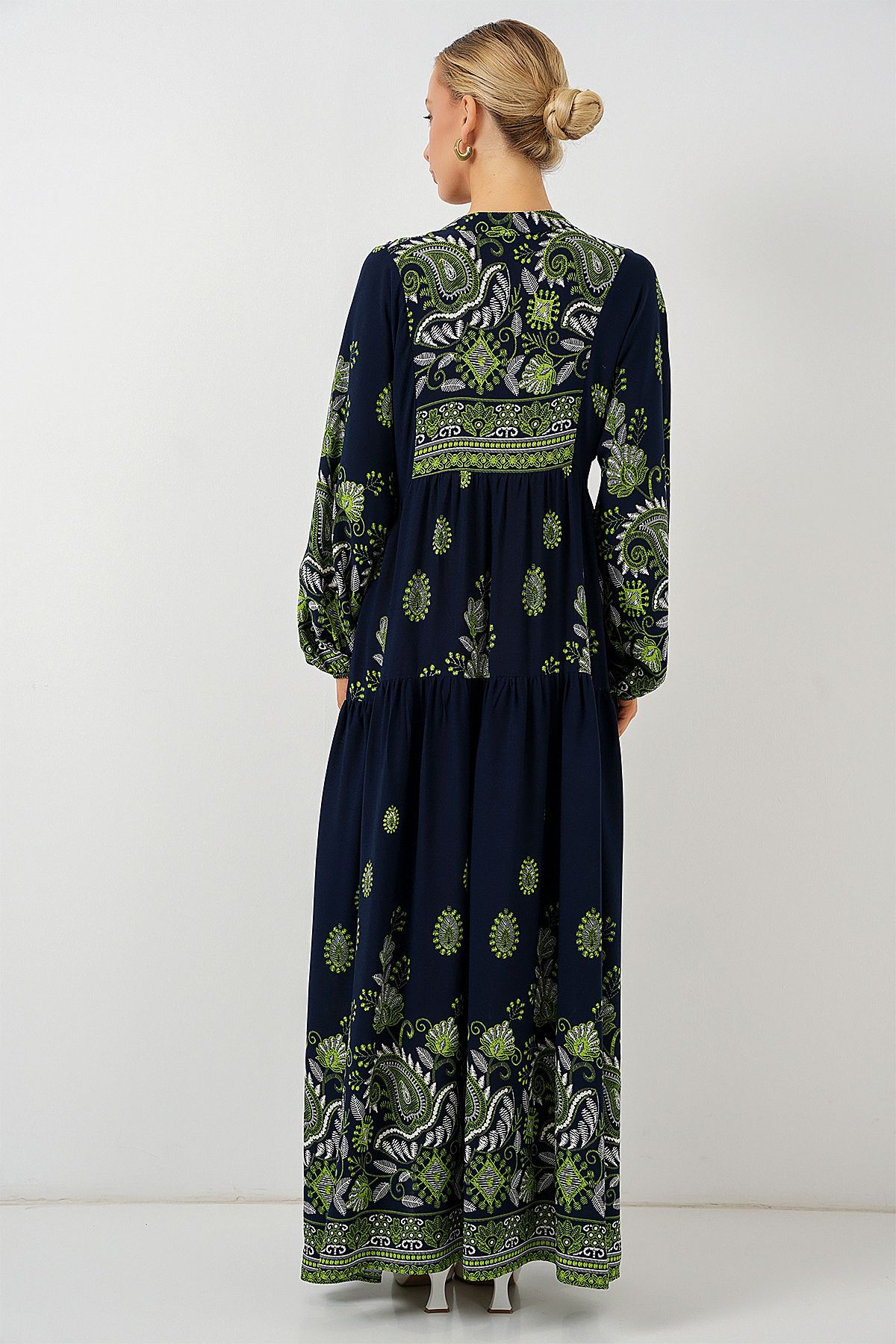 Bigdart-2423 Φόρεμα Hijab με αυθεντικό σχέδιο - Navy Blue 13 6