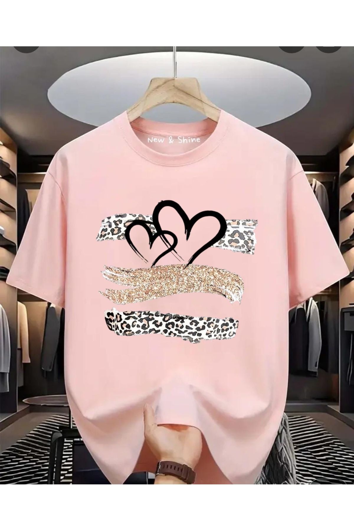 New Shine Kalpler Baskılı Oversize T-Shirt
