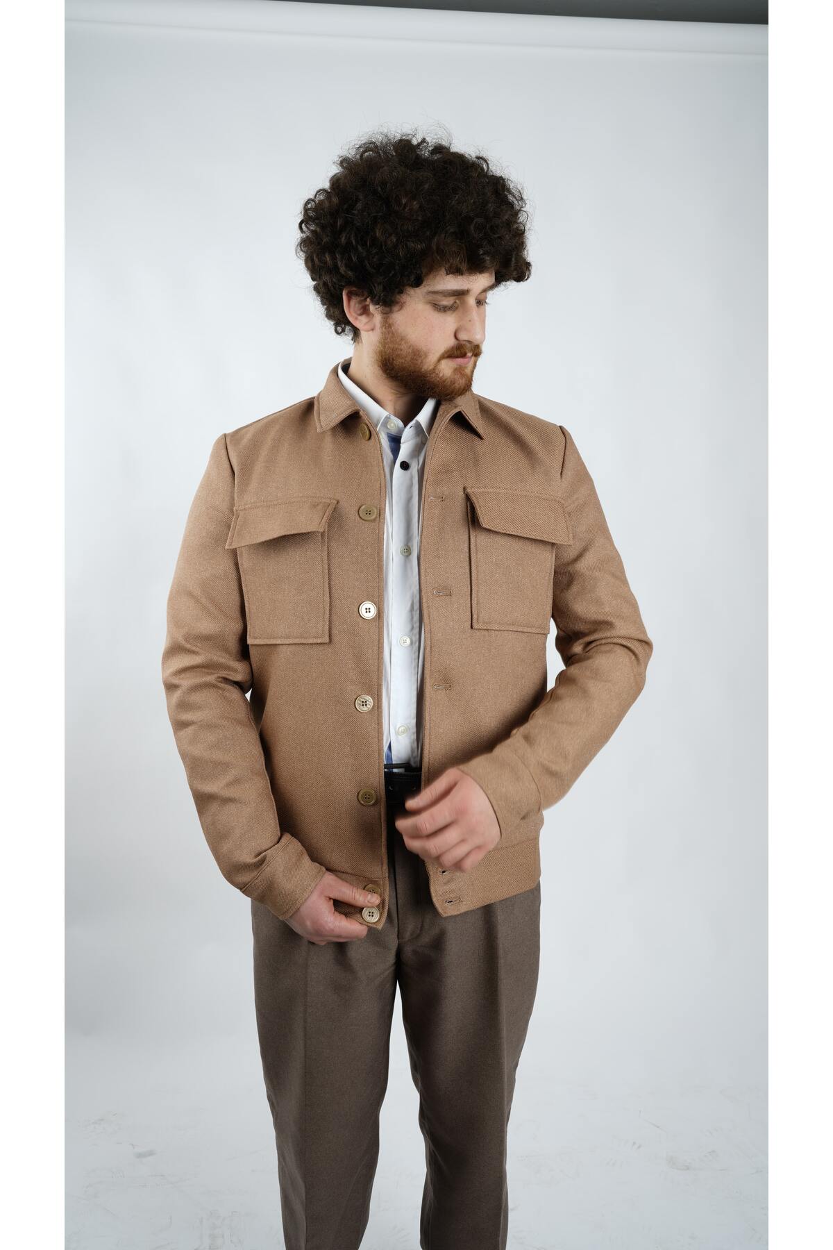 Koch London  Erkek Camel Renk Regular Fit Cepli Mevsimlik Ceket - Görsel 7