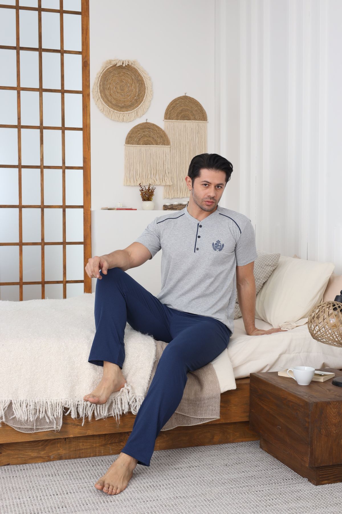 LİLA İÇ GİYİM Erkek Süprem Kısa Kol Pijama Takımı