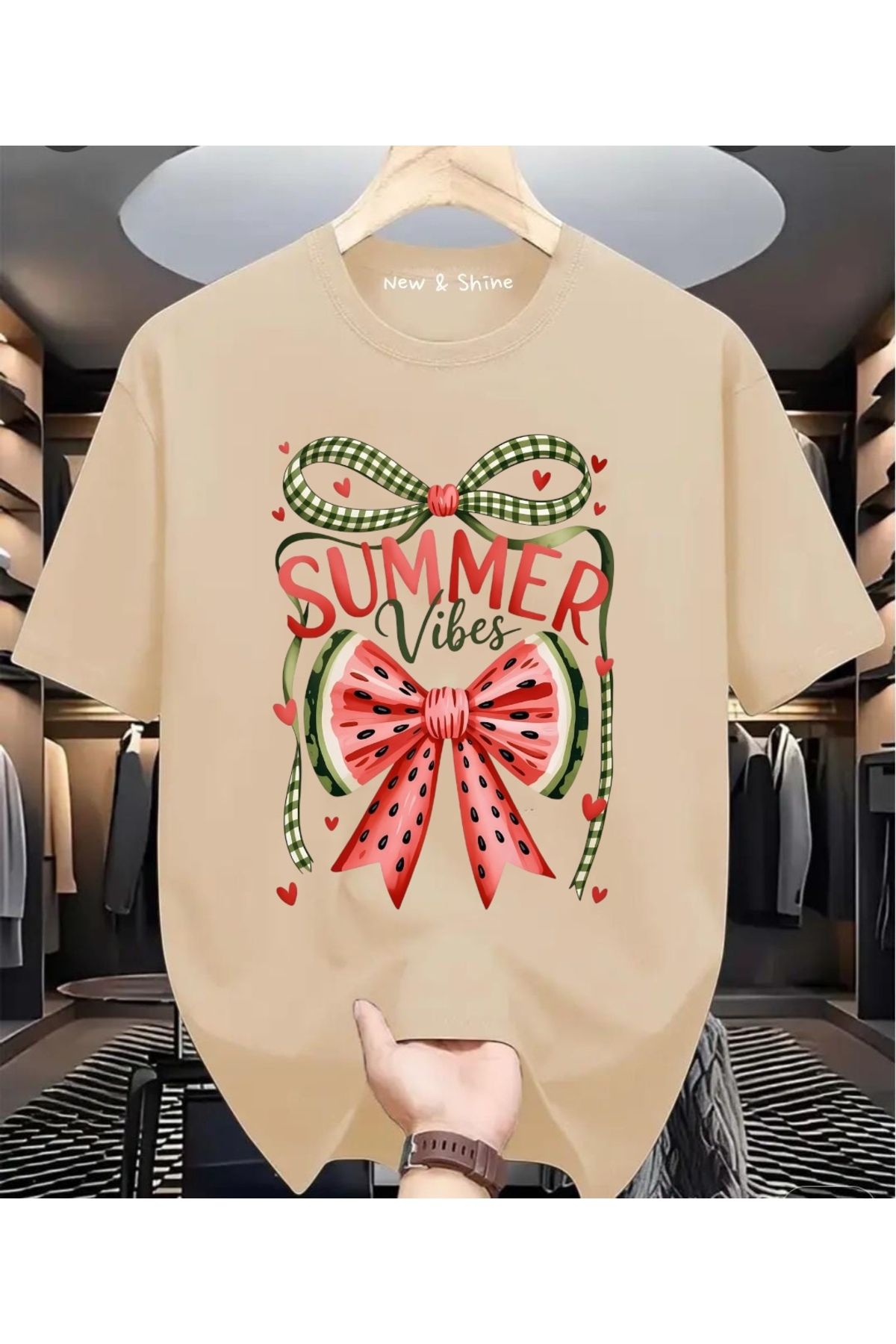 New Shine Summer Vibes Baskılı Oversize T-Shirt