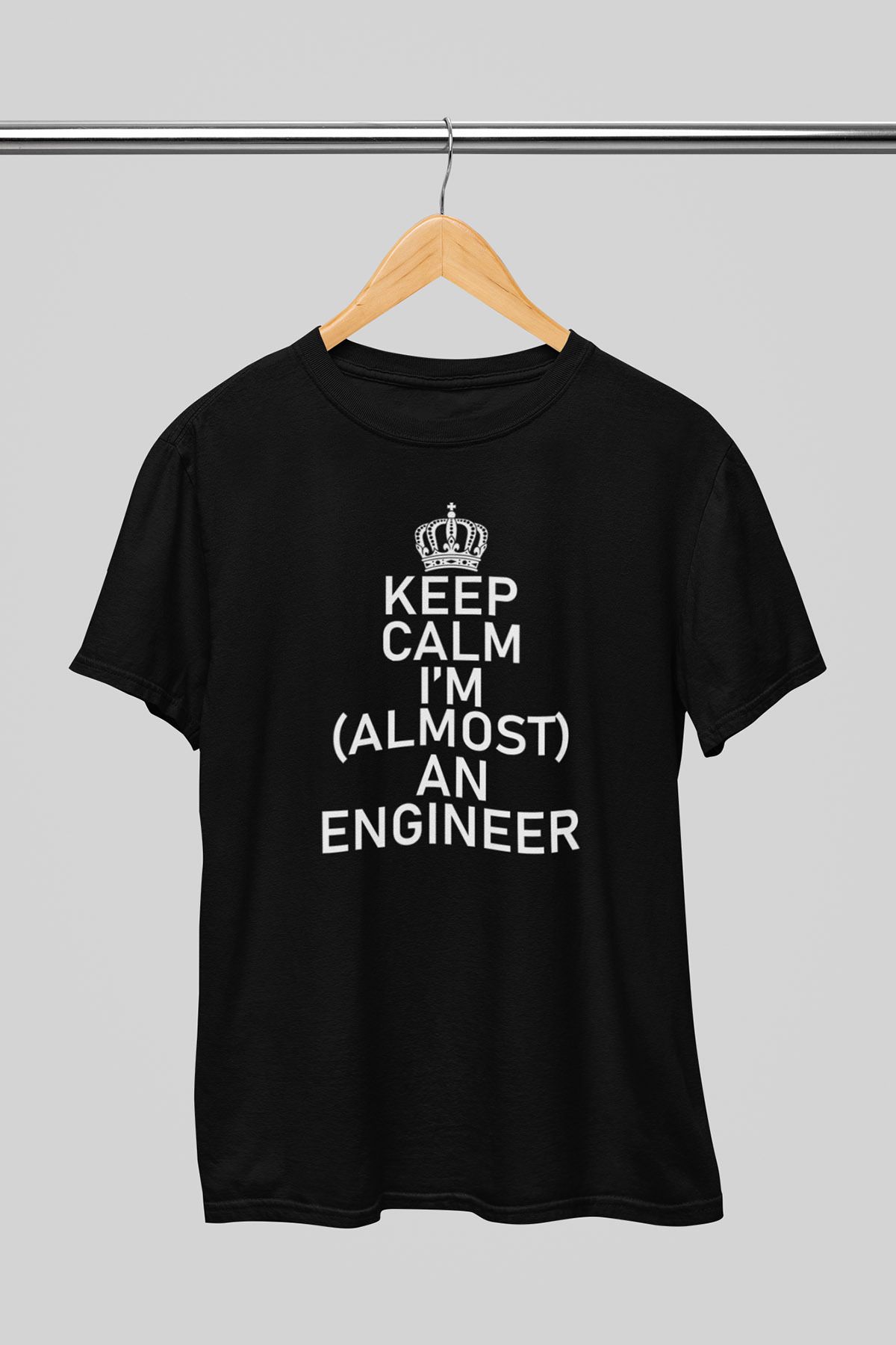 giftkonsept Keep Calm I'm (Almost) An Engineer Mühendis Hediyelik %100 Pamuklu Regular Siyah Tişört