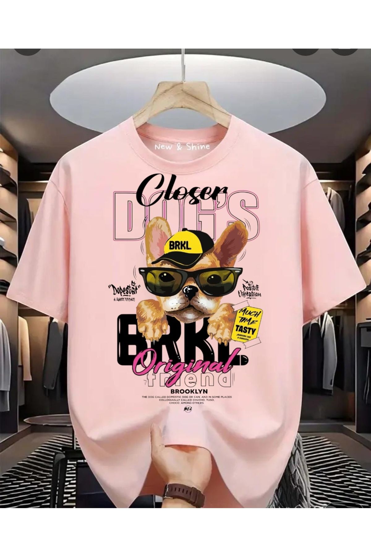 New Shine Köpek Baskılı Oversize T-Shirt