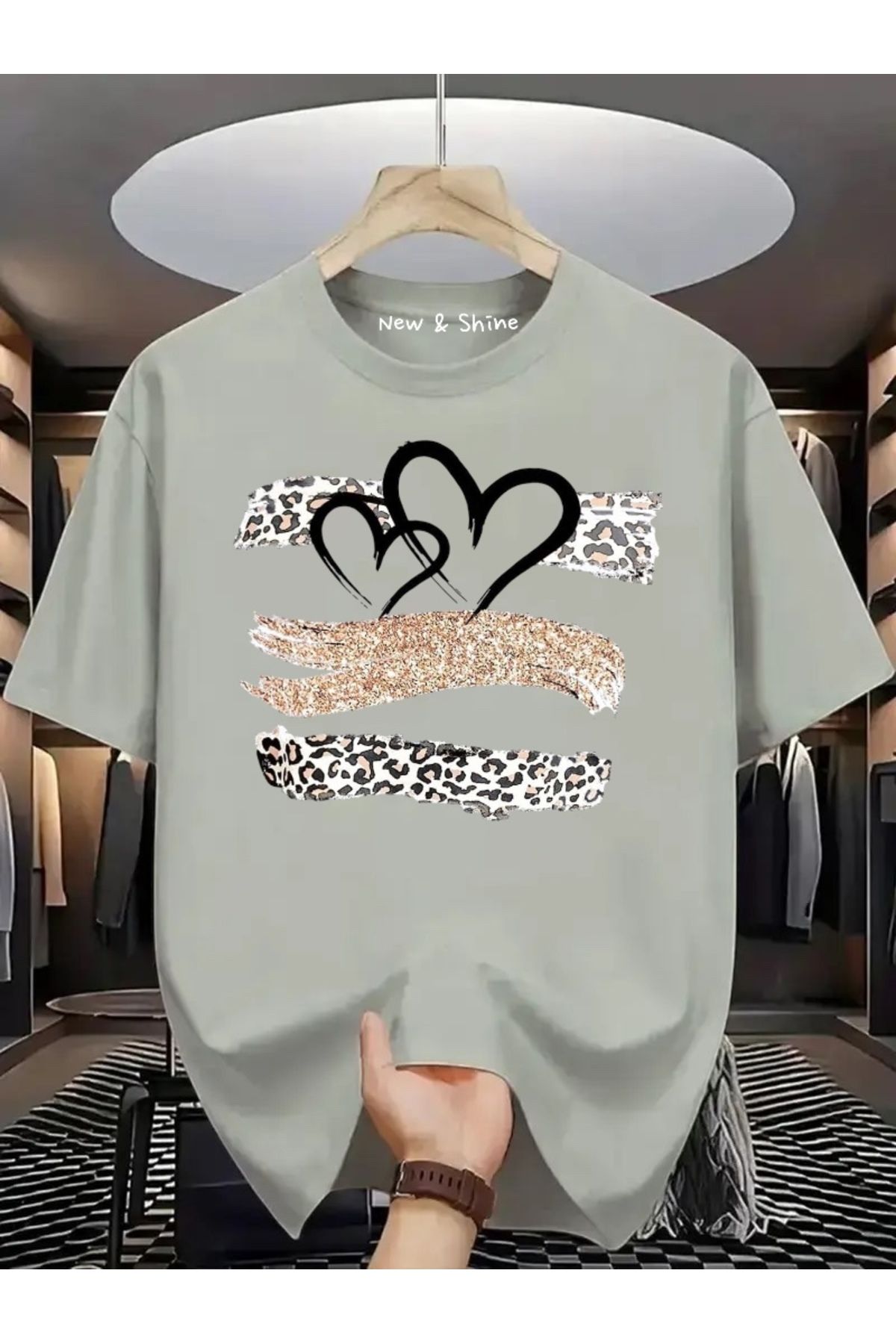 New Shine Kalpler Baskılı Oversize T-Shirt