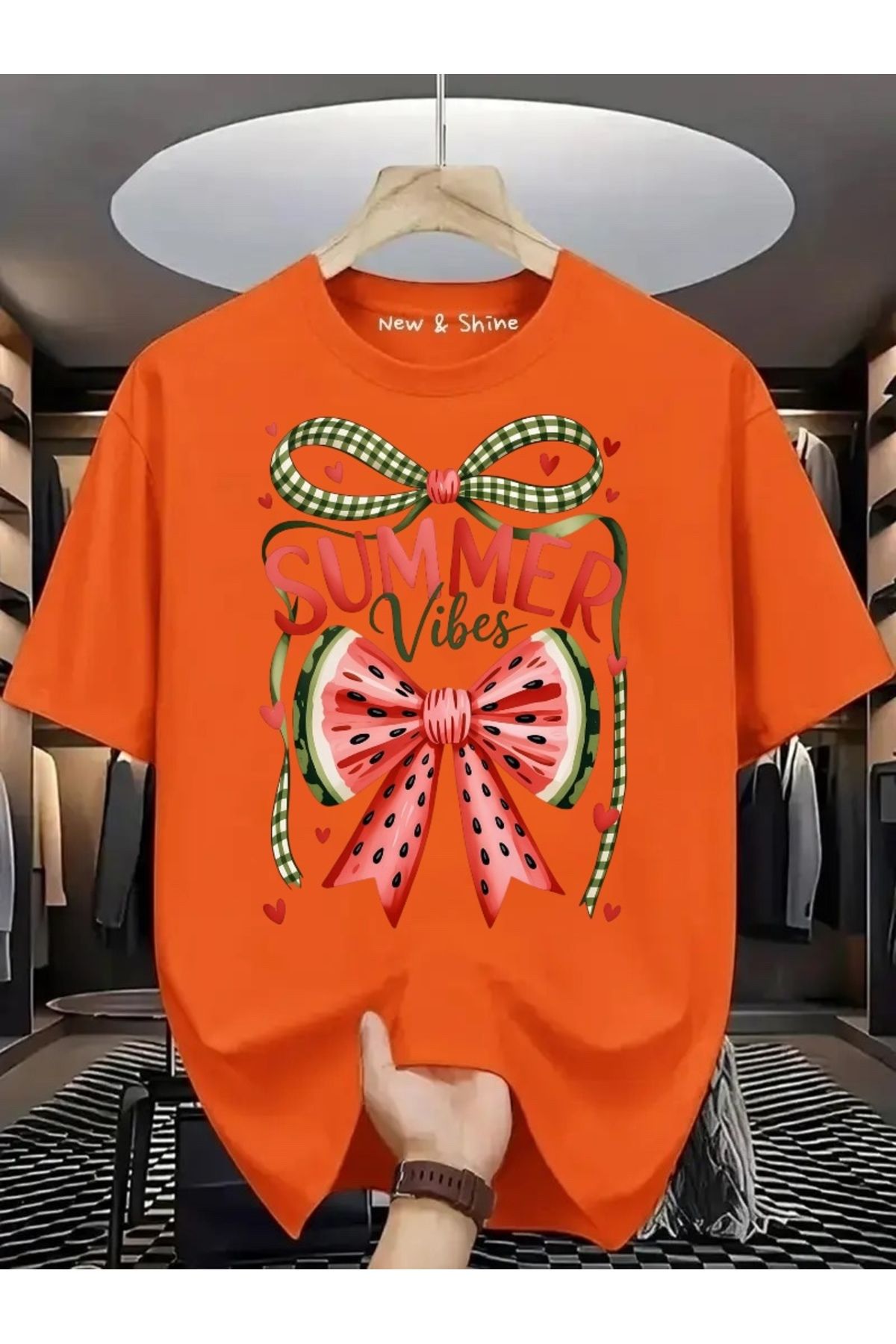 New Shine Summer Vibes Baskılı Oversize T-Shirt