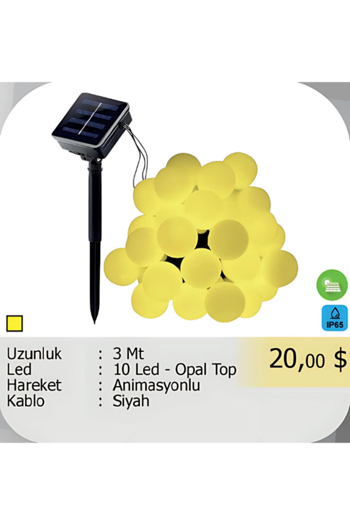 ELKHOUSE ElektrikHouse LED Peri Işığı 10 Led - Opal Top Animasyonlu - 3 Metre