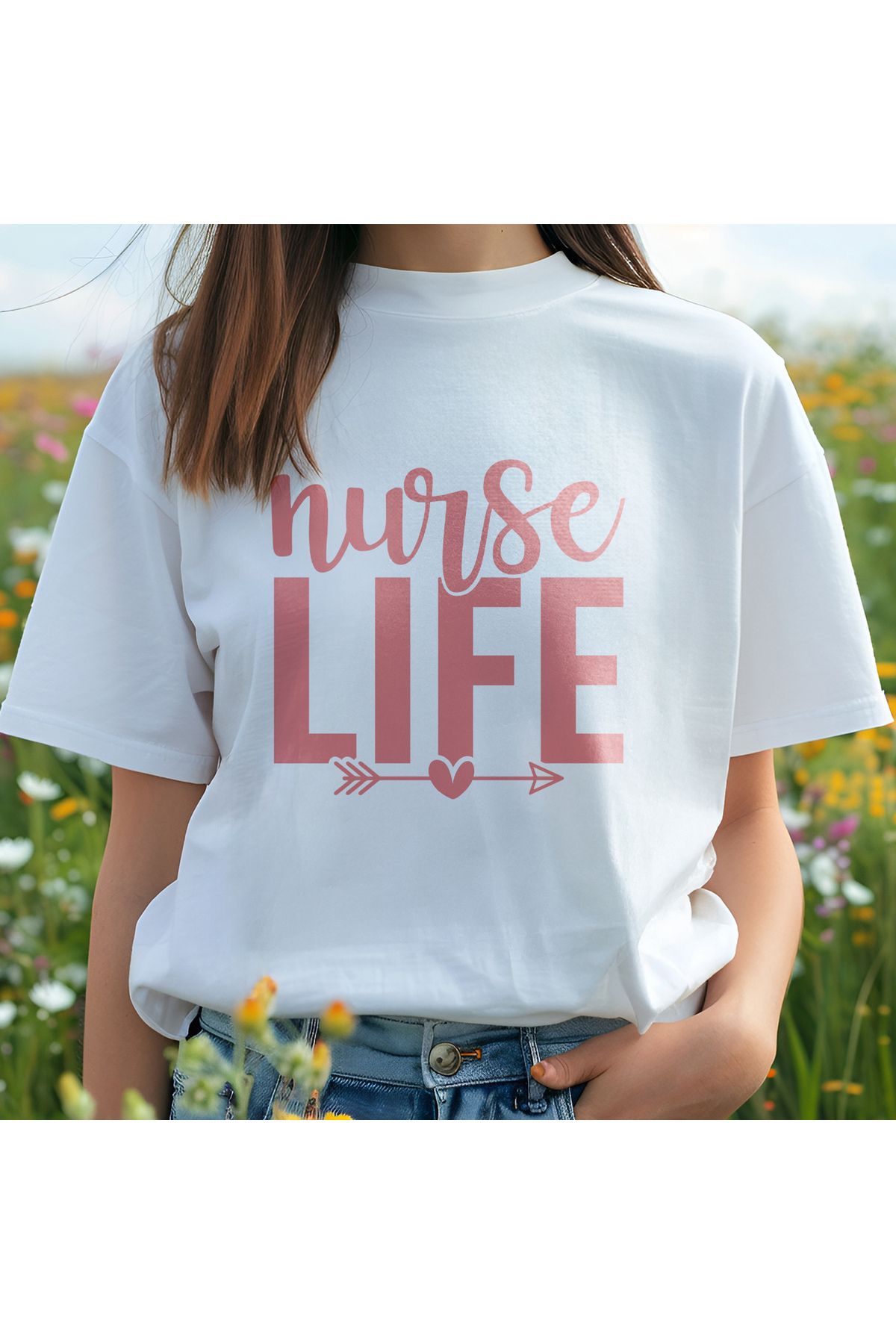 giftkonsept Nurse Life Hemşire Hediyelik %100 Pamuklu Regular Beyaz Tişört