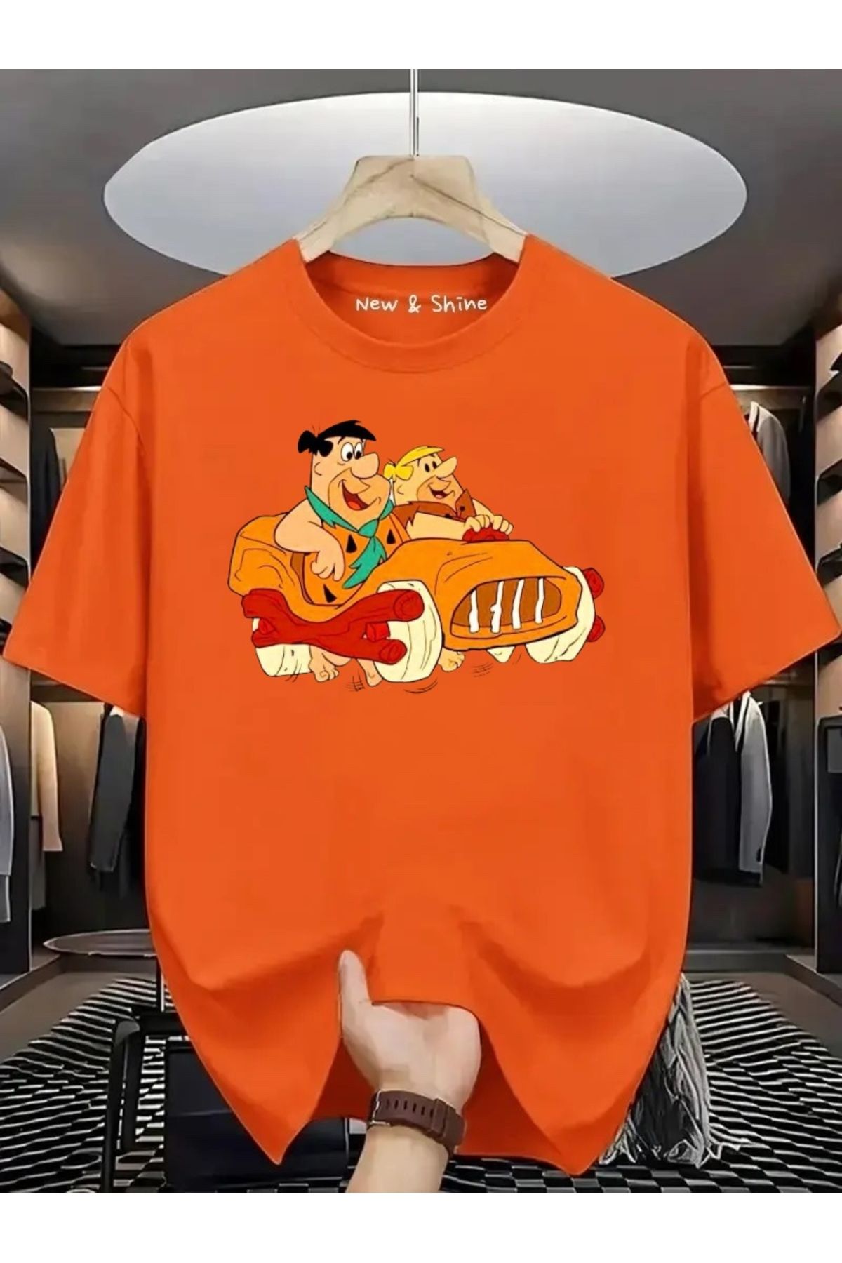 New Shine Çakmaktaş Baskılı Oversize T-Shirt