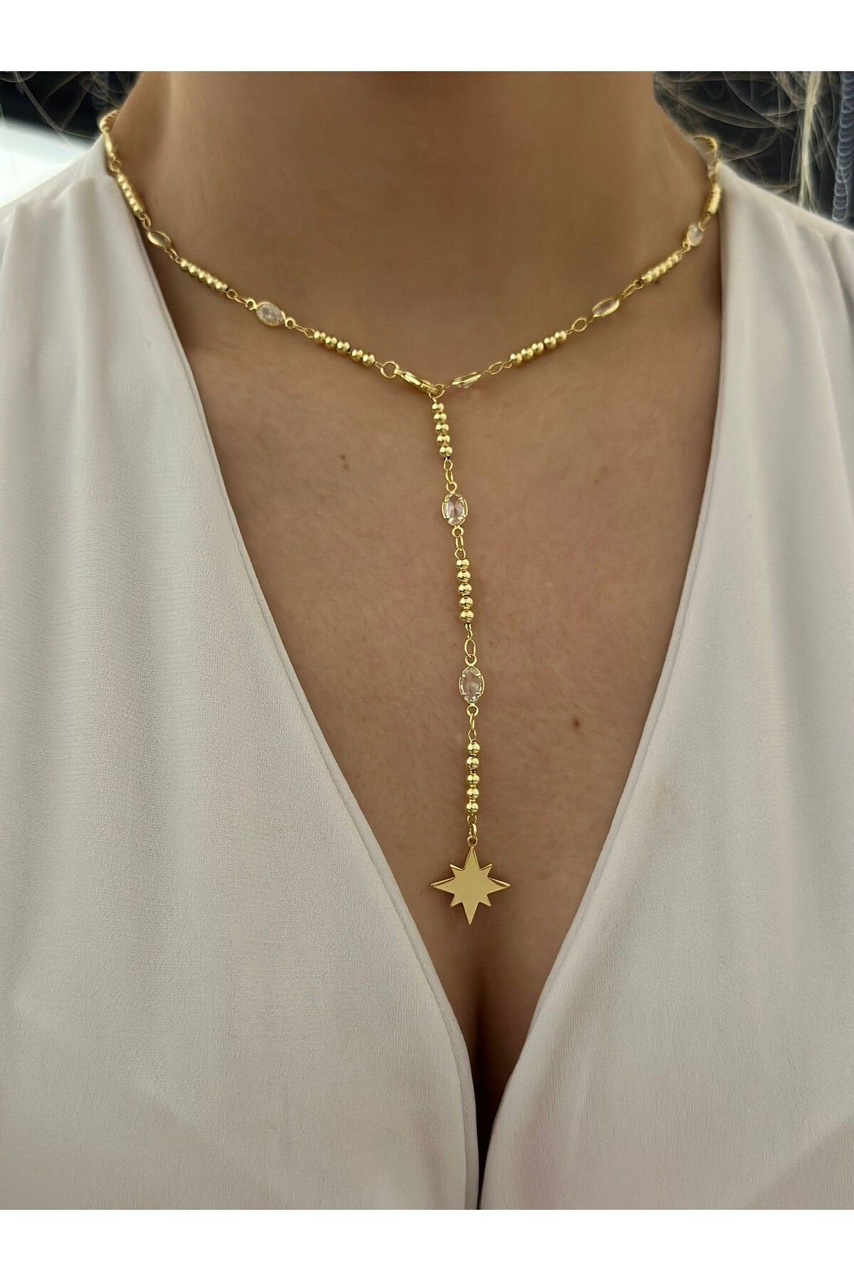 MyladyAccessoriess Kutup Yıldız Detay Çelik Y Kolye