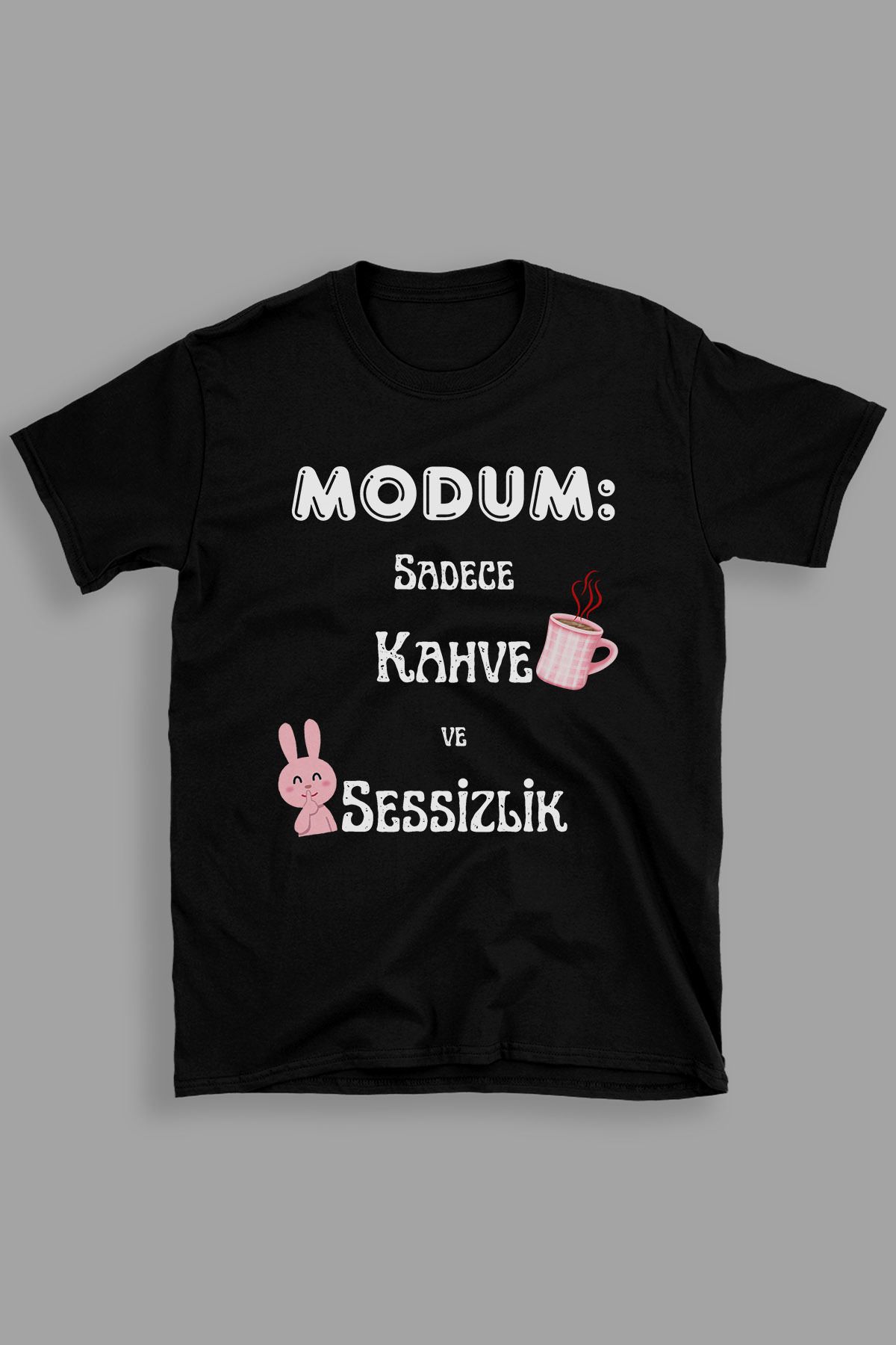 giftkonsept Modum Sadece Kahve Ve Sessizlik Komik Hediyelik %100 Pamuklu Regular Siyah Tişört