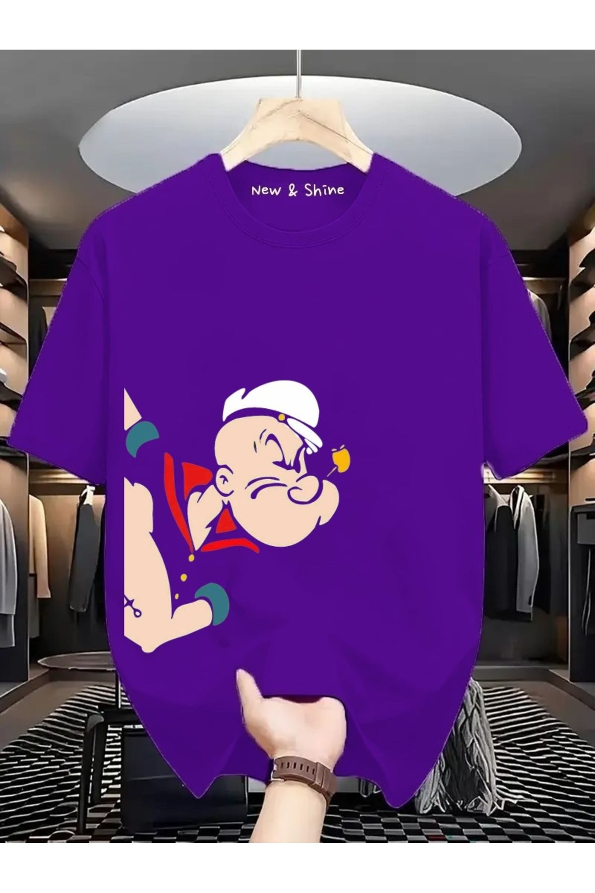 New Shine Temel Reis Yanda Baskılı Oversize T-Shirt