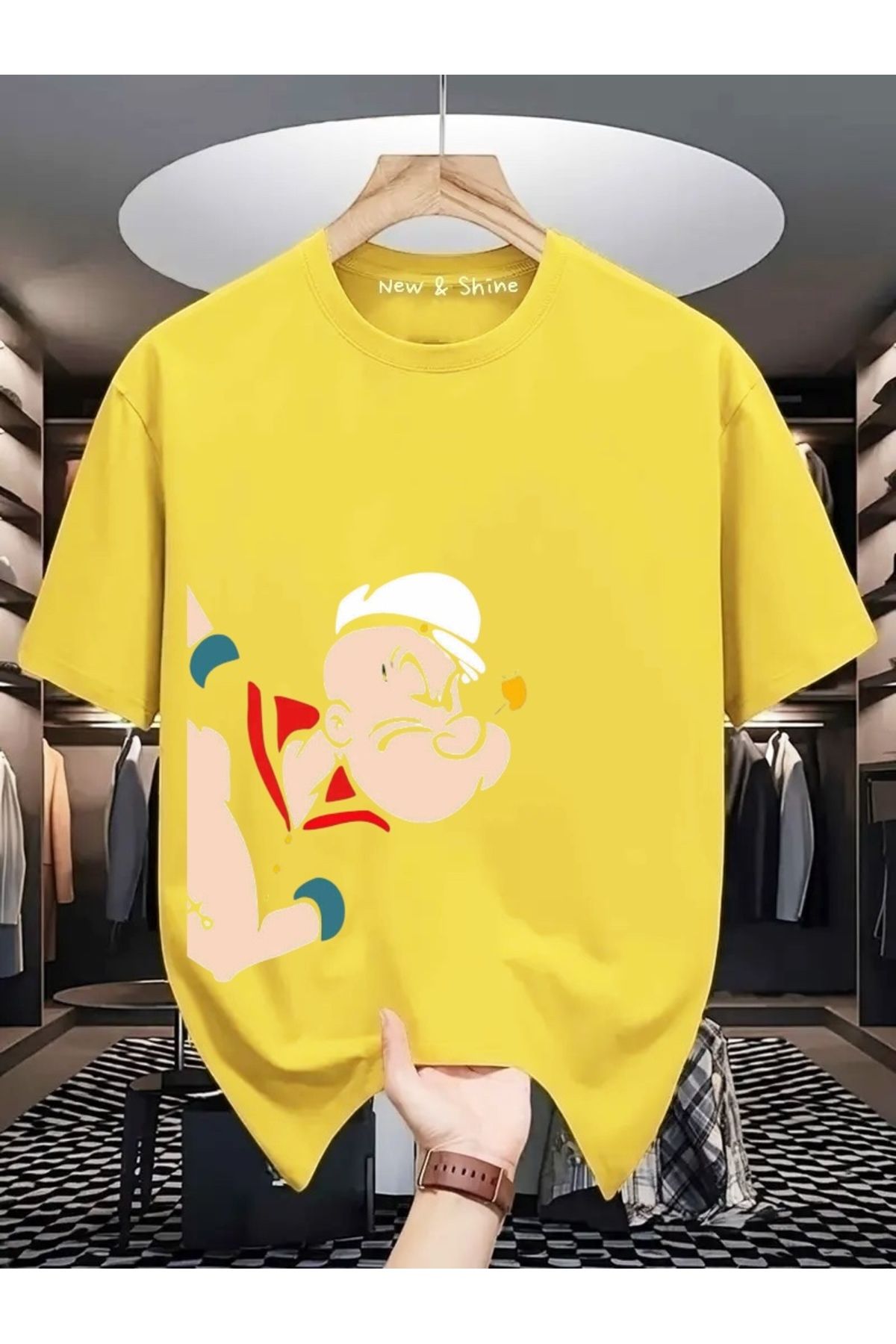 New Shine Temel Reis Yanda Baskılı Oversize T-Shirt