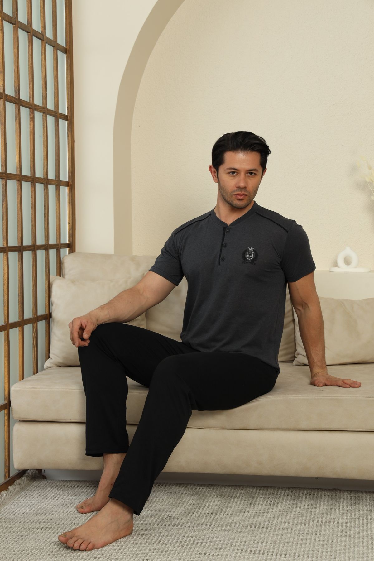 LİLA İÇ GİYİM Erkek Süprem Kısa Kol Pijama Takımı