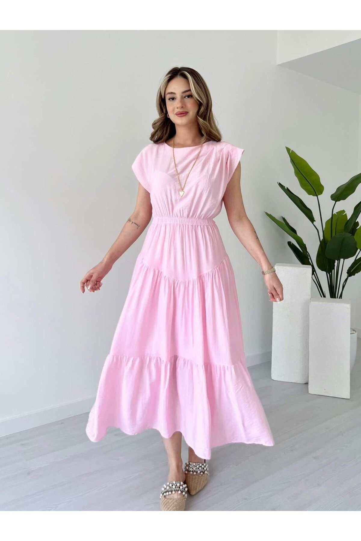tiamoda Beli Lastikli Midi Boy BORRİS Elbise