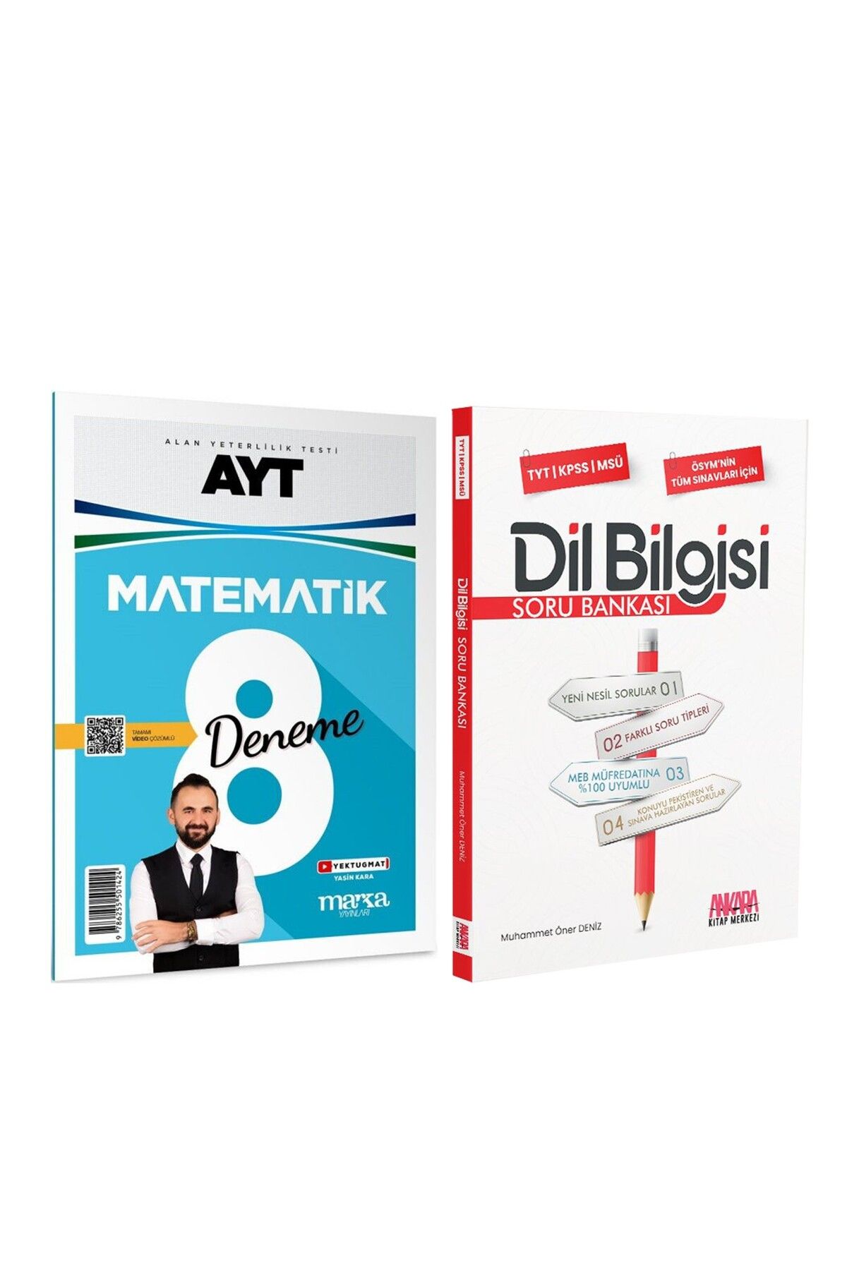 Ankara Kitap Merkezi Marka AYT Matematik Tamamı Video Çözümlü 8 Deneme ve AKM Dil Bilgisi Soru Bankası Seti 2 Kitap