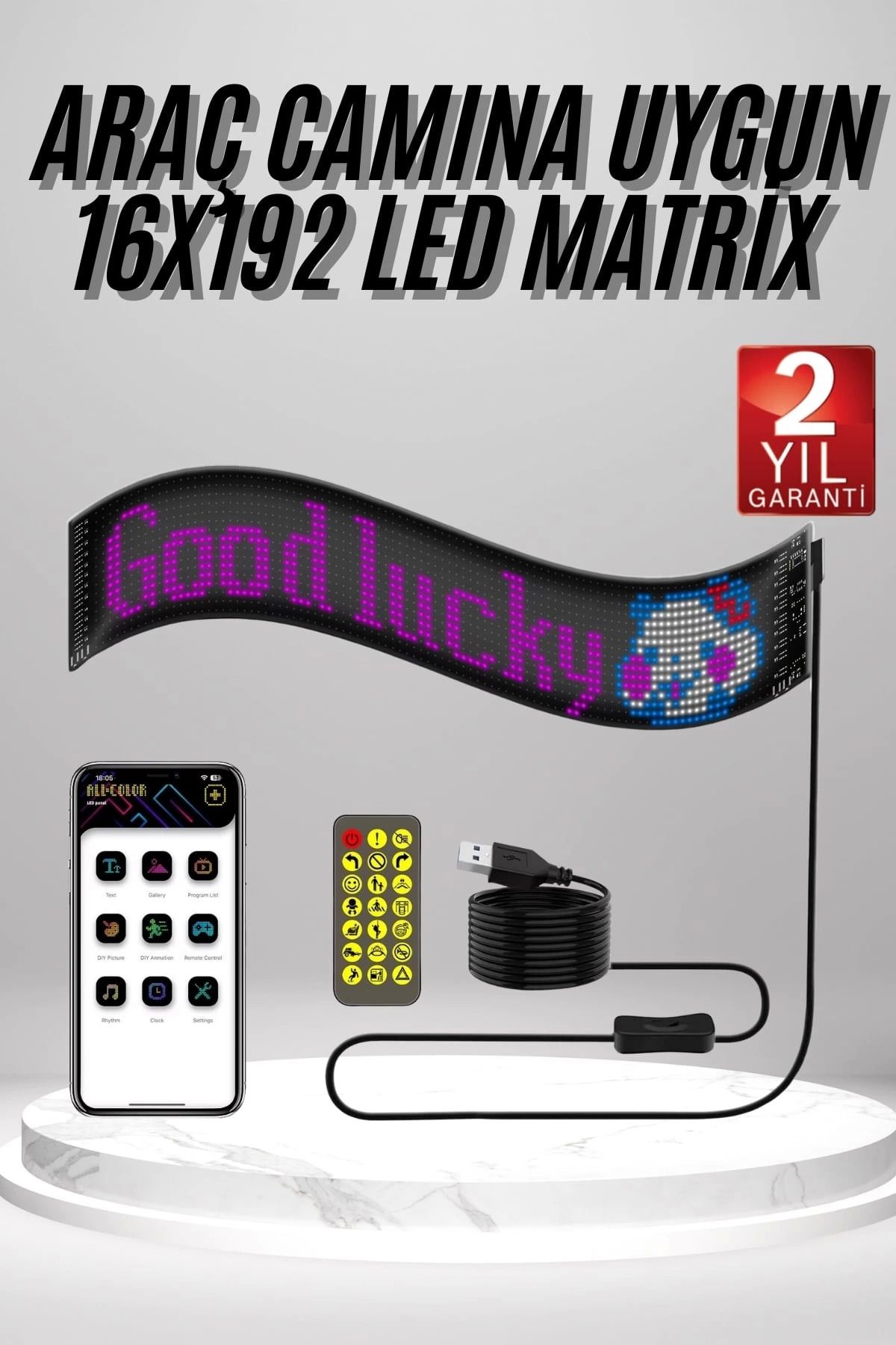 Heez Matrix Led 16x192 Dijital Ekran Kumandalı LED Ekran Yazı
