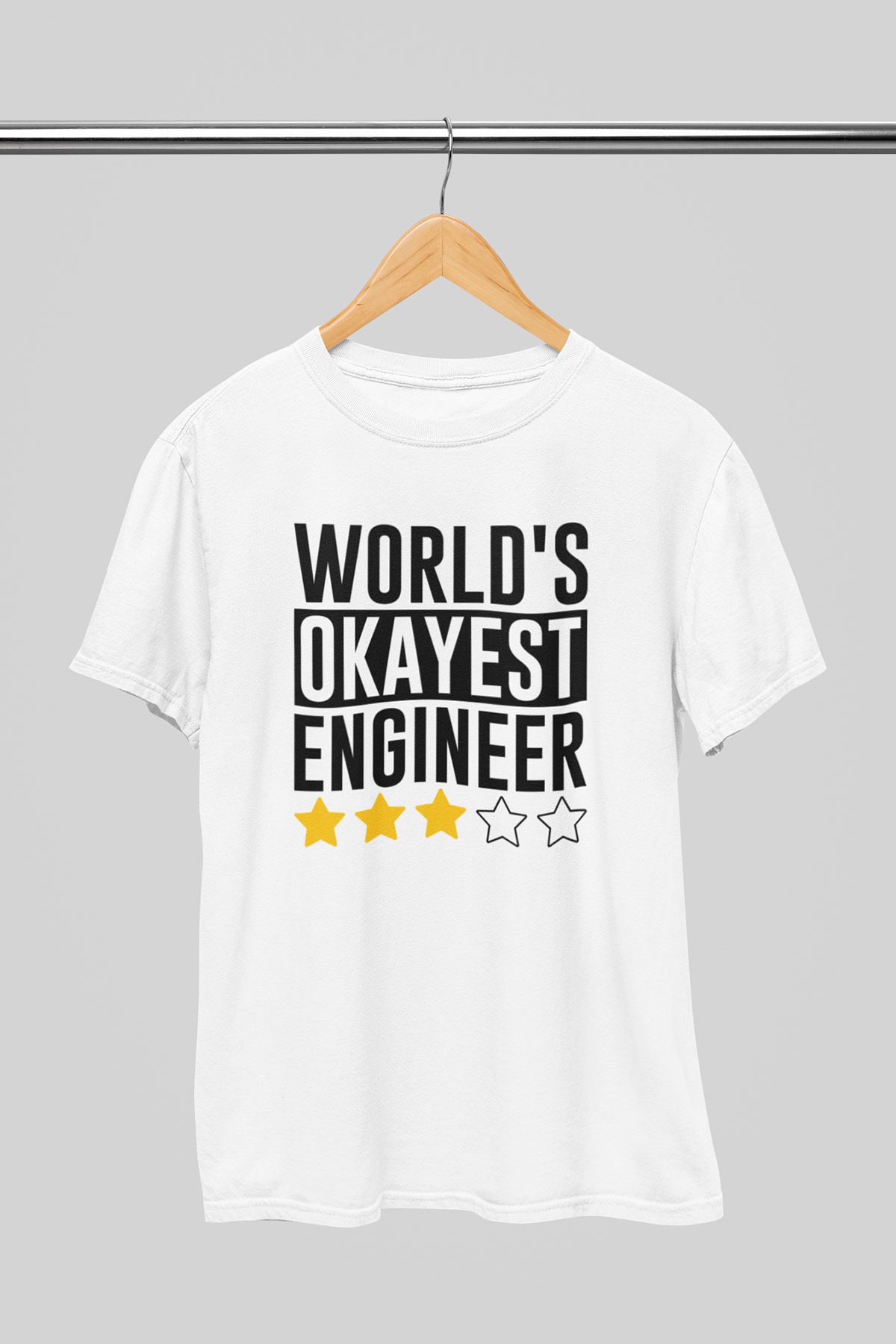 giftkonsept World'S Okayest Engineer Mühendis Hediyelik %100 Pamuklu Regular Beyaz Tişört