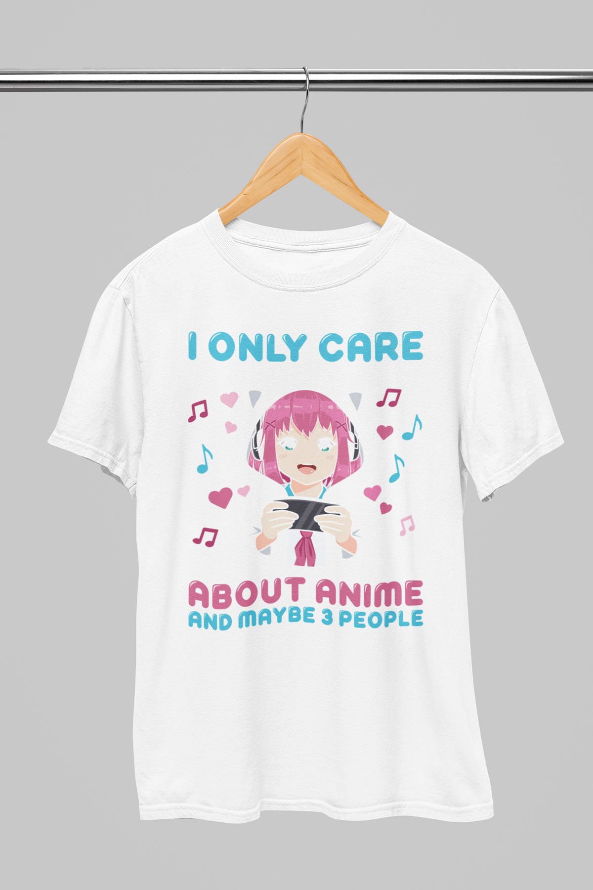 giftkonsept I Only Care Anime And Maybe 3 People Anime Hediyelik %100 Pamuklu Regular Beyaz Tişört