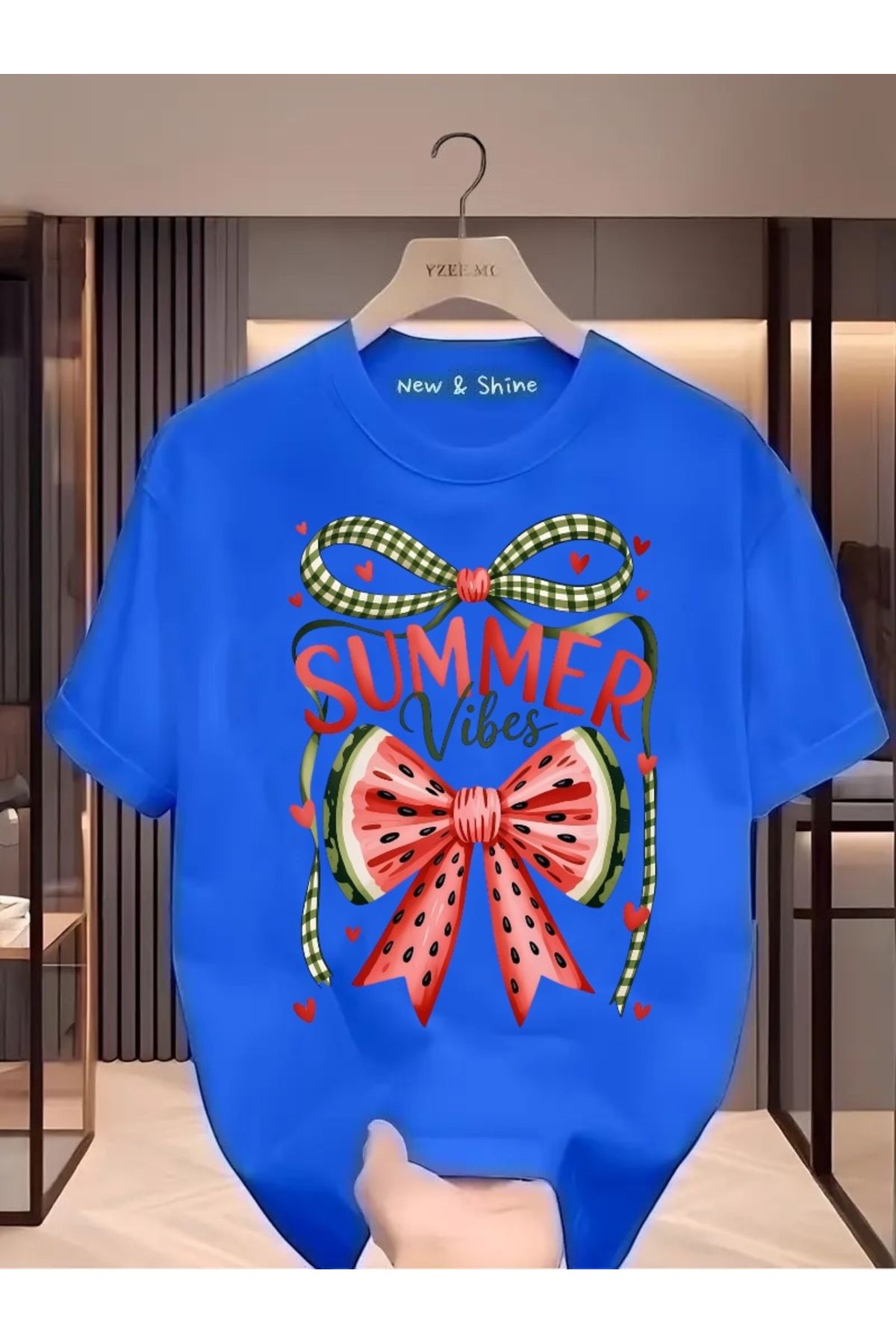 New Shine Summer Vibes Baskılı Oversize T-Shirt