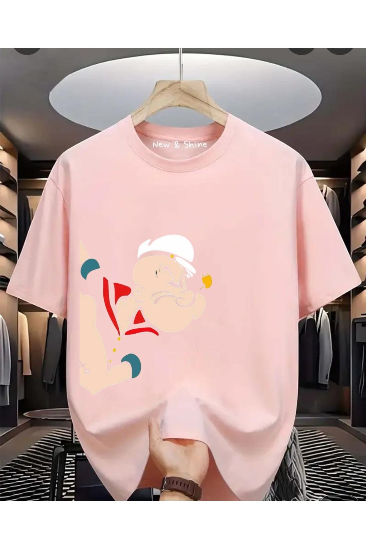 New Shine Temel Reis Yanda Baskılı Oversize T-Shirt