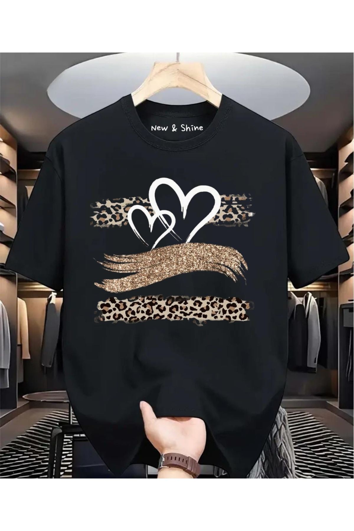 New Shine Kalpler Baskılı Oversize T-Shirt